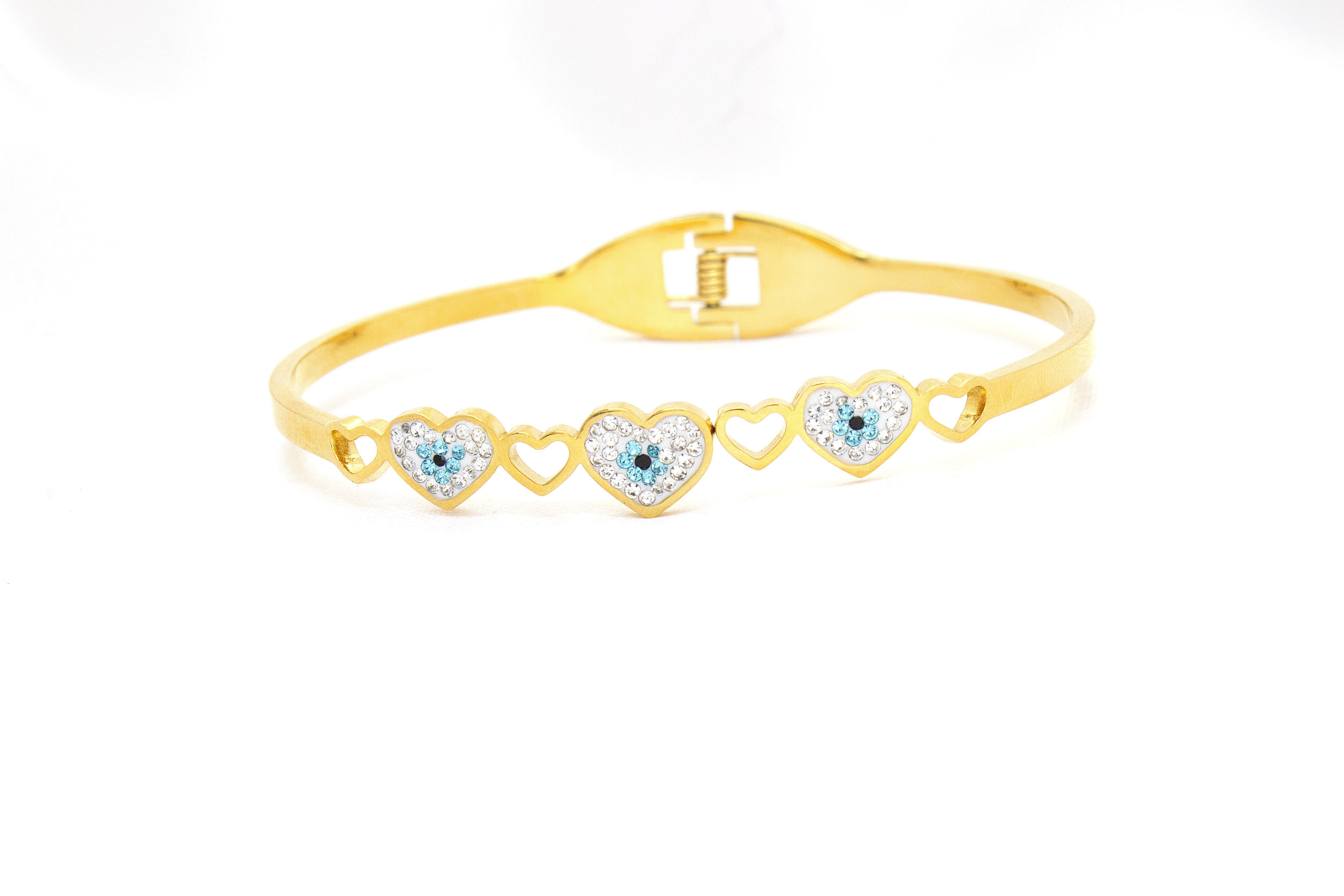 BLUE CRYSTAL HEART CHARM BRACELET