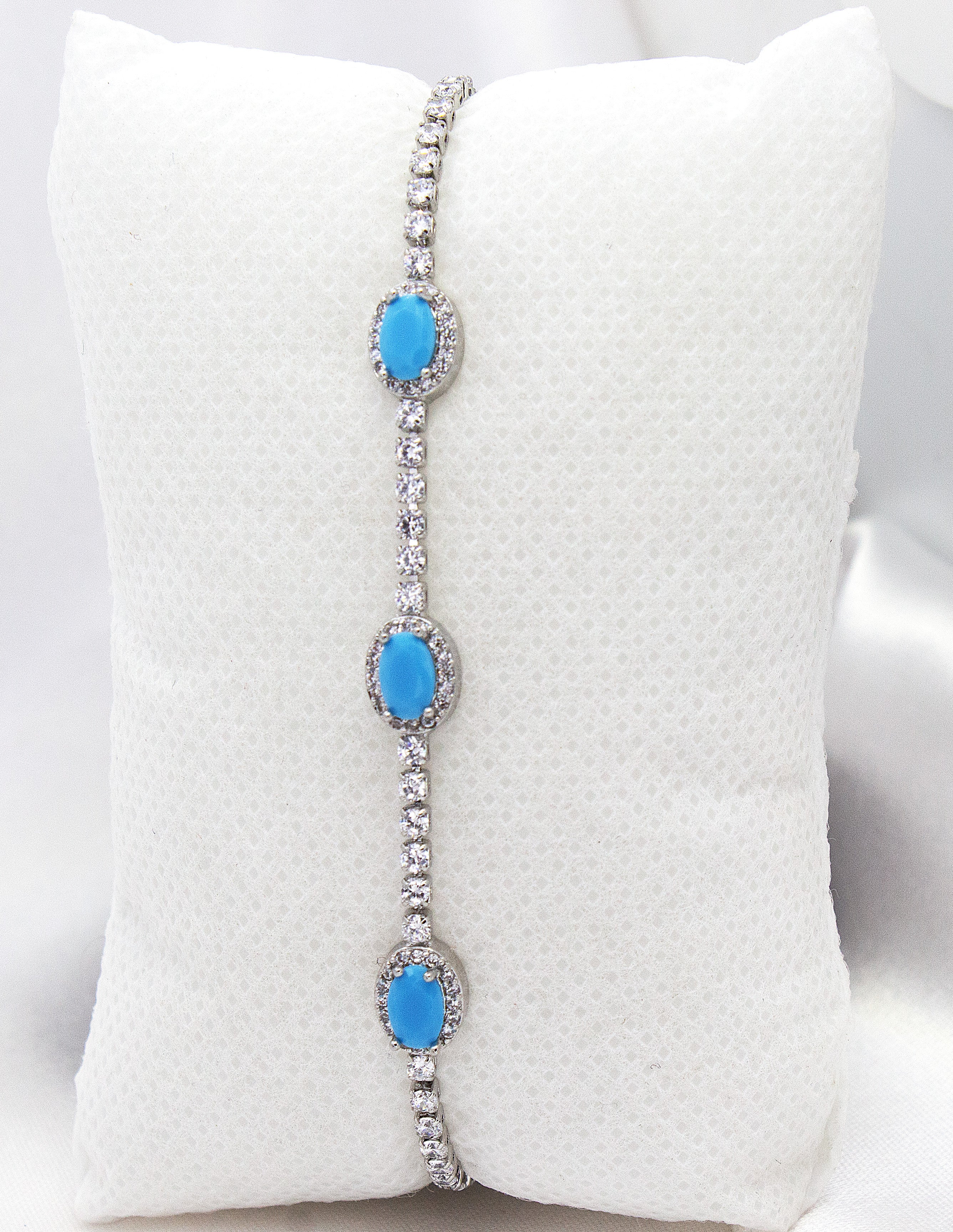 OVAL TURQUOISE CHAIN BRACELET