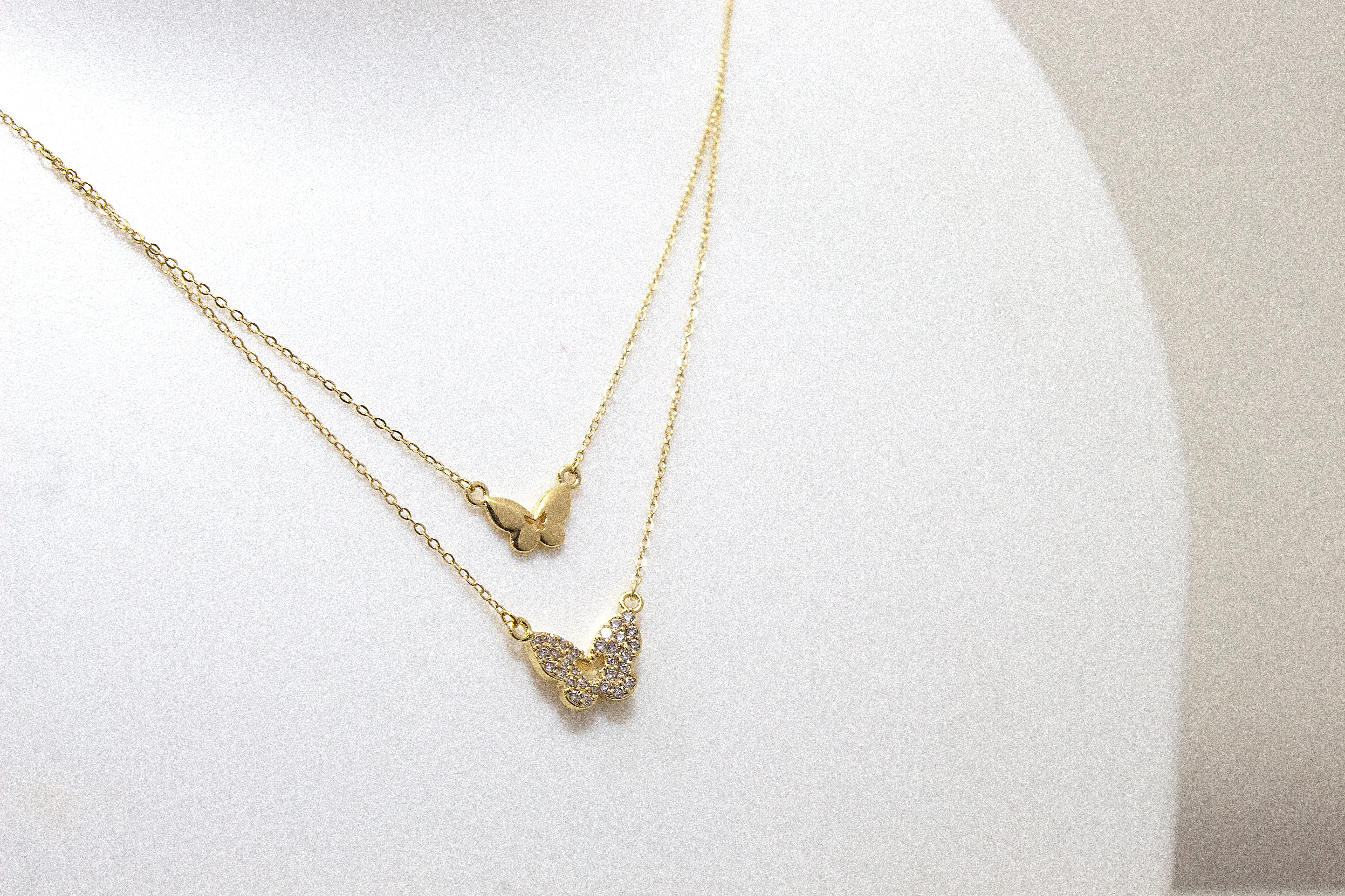 DUAL LAYER BUTTERFLY CHARM NECKLACE