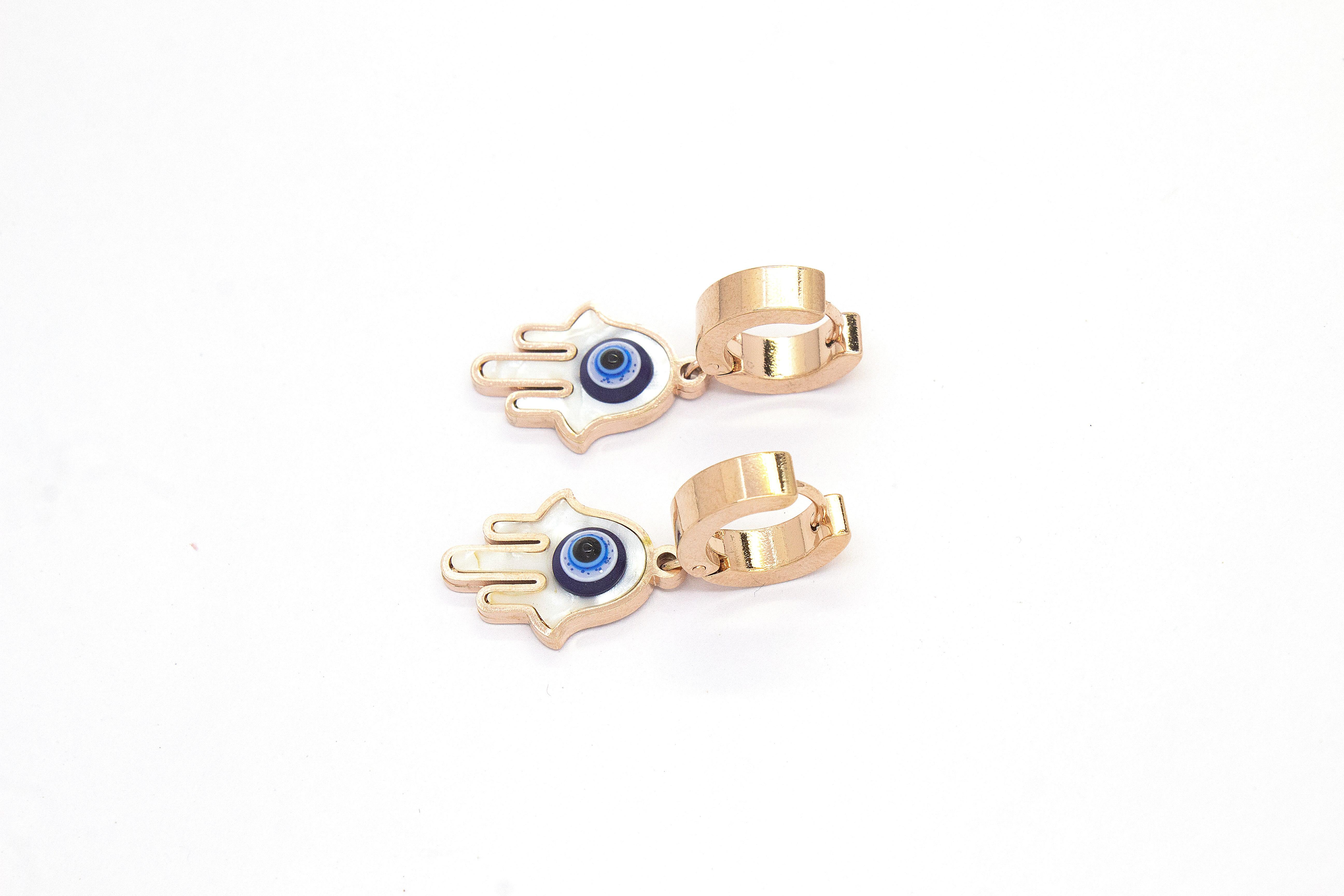 HAMSA HAND EVIL EYE DROP EARRINGS