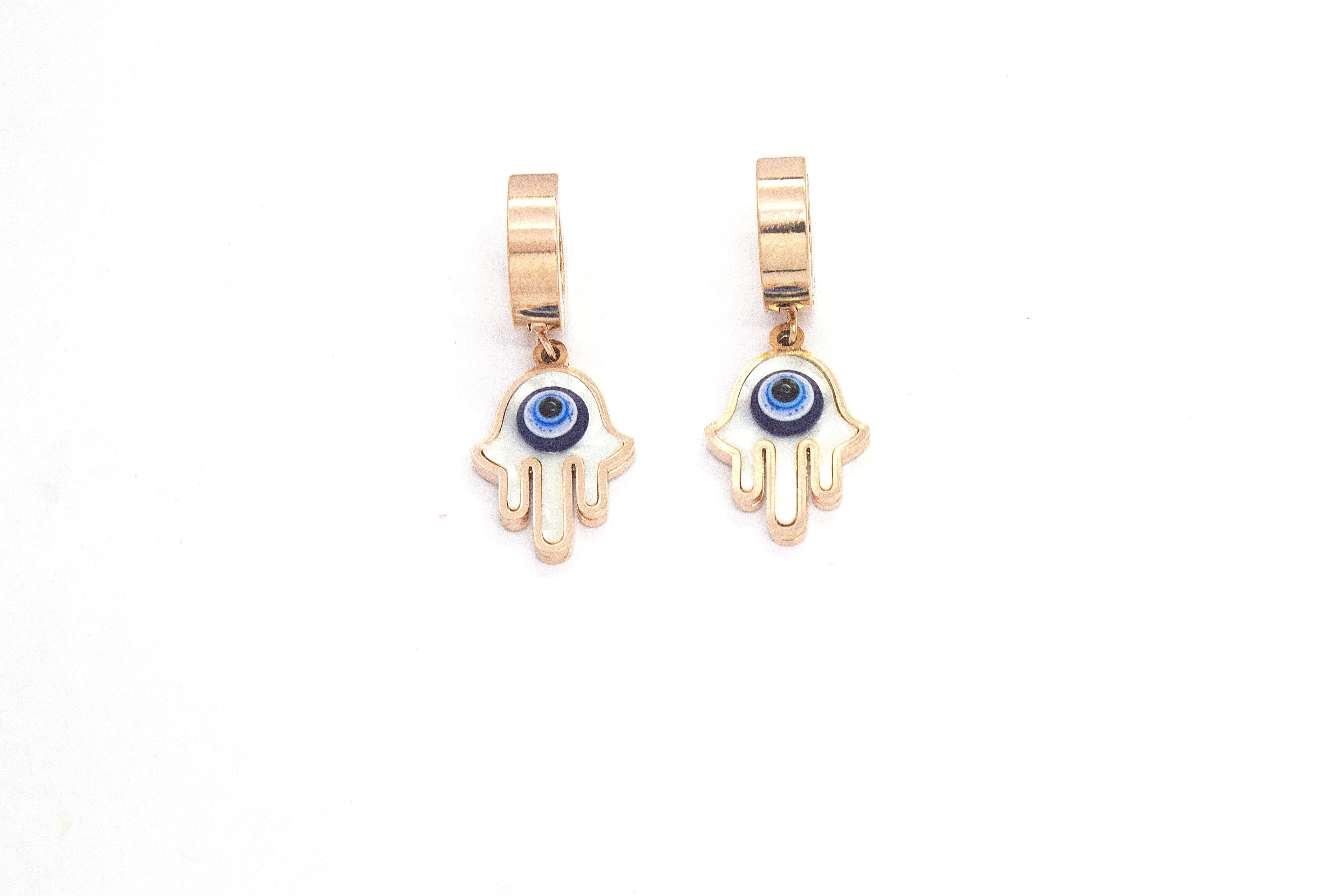 HAMSA HAND EVIL EYE DROP EARRINGS