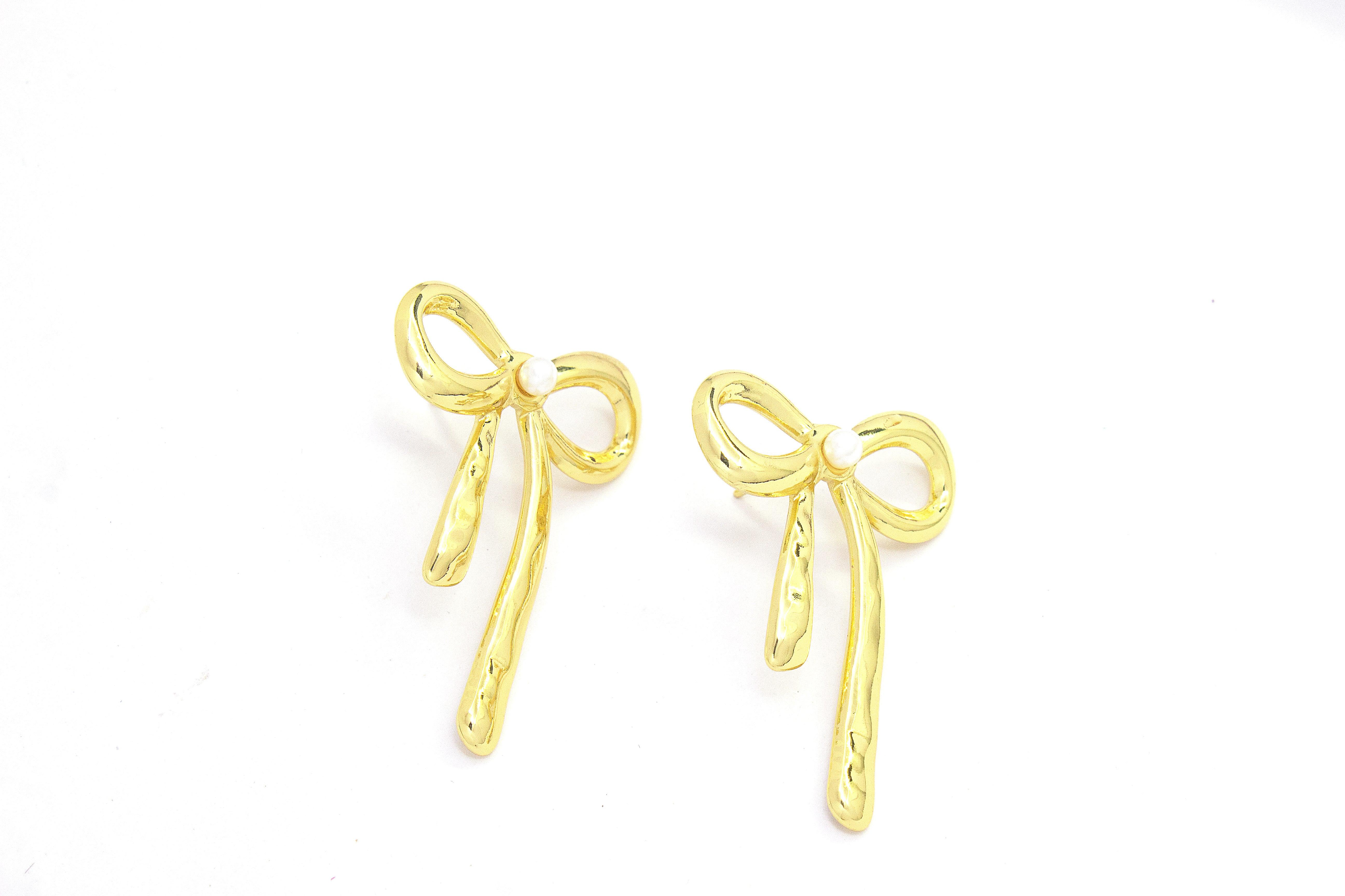 GOLD BOW DROP EARRINGS