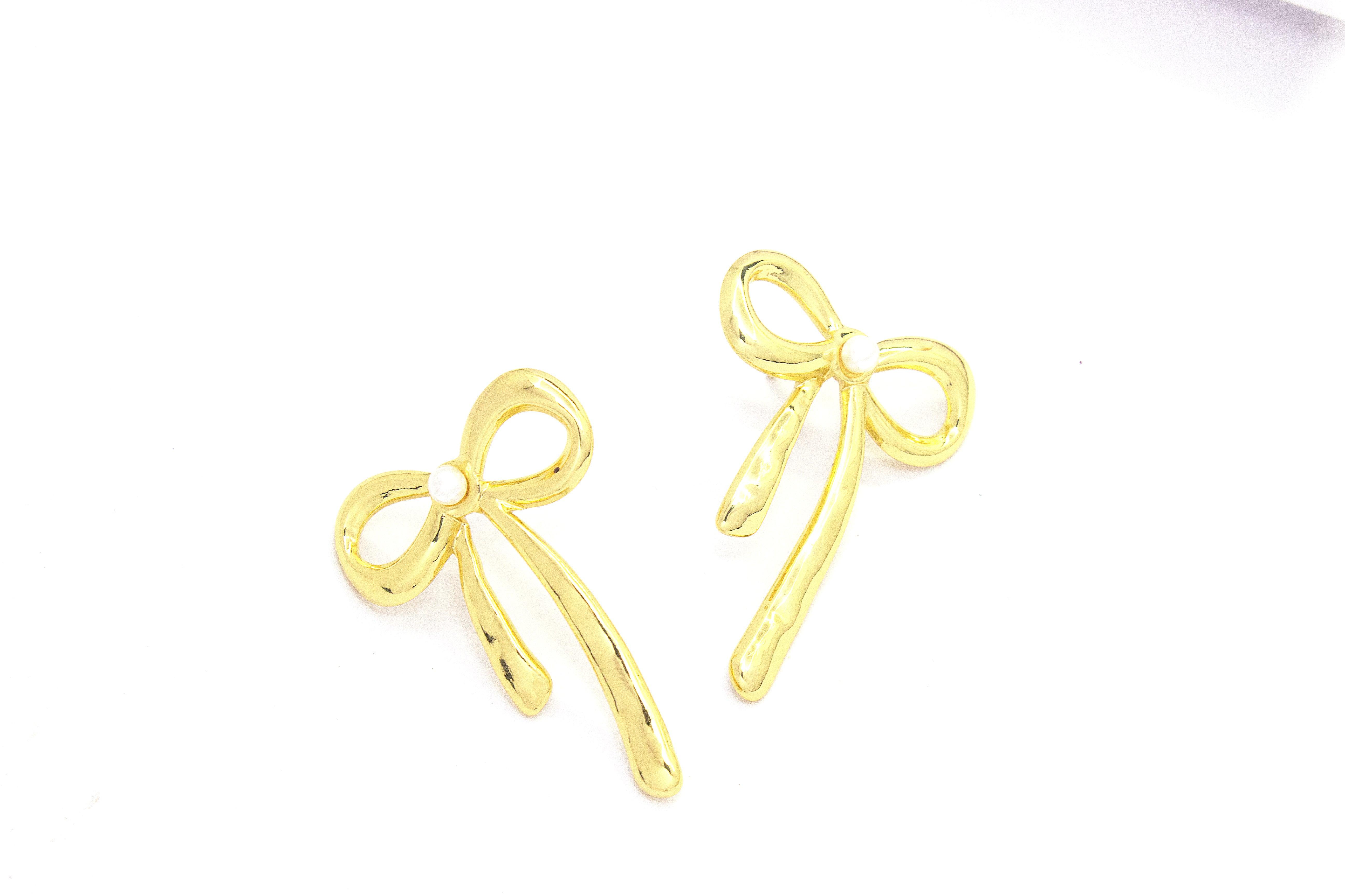 GOLD BOW DROP EARRINGS