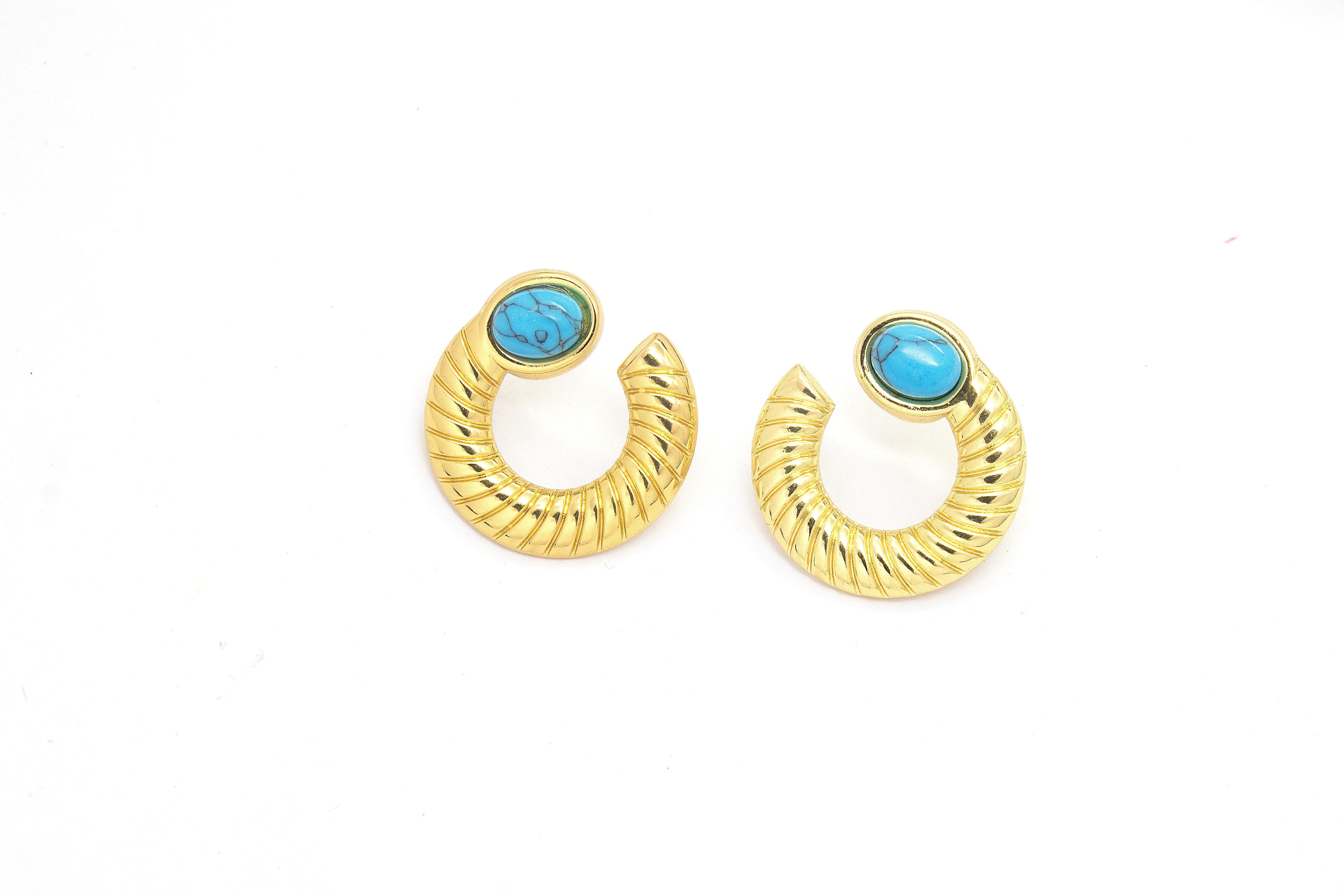 GOLD TURQUOISE EARRINGS