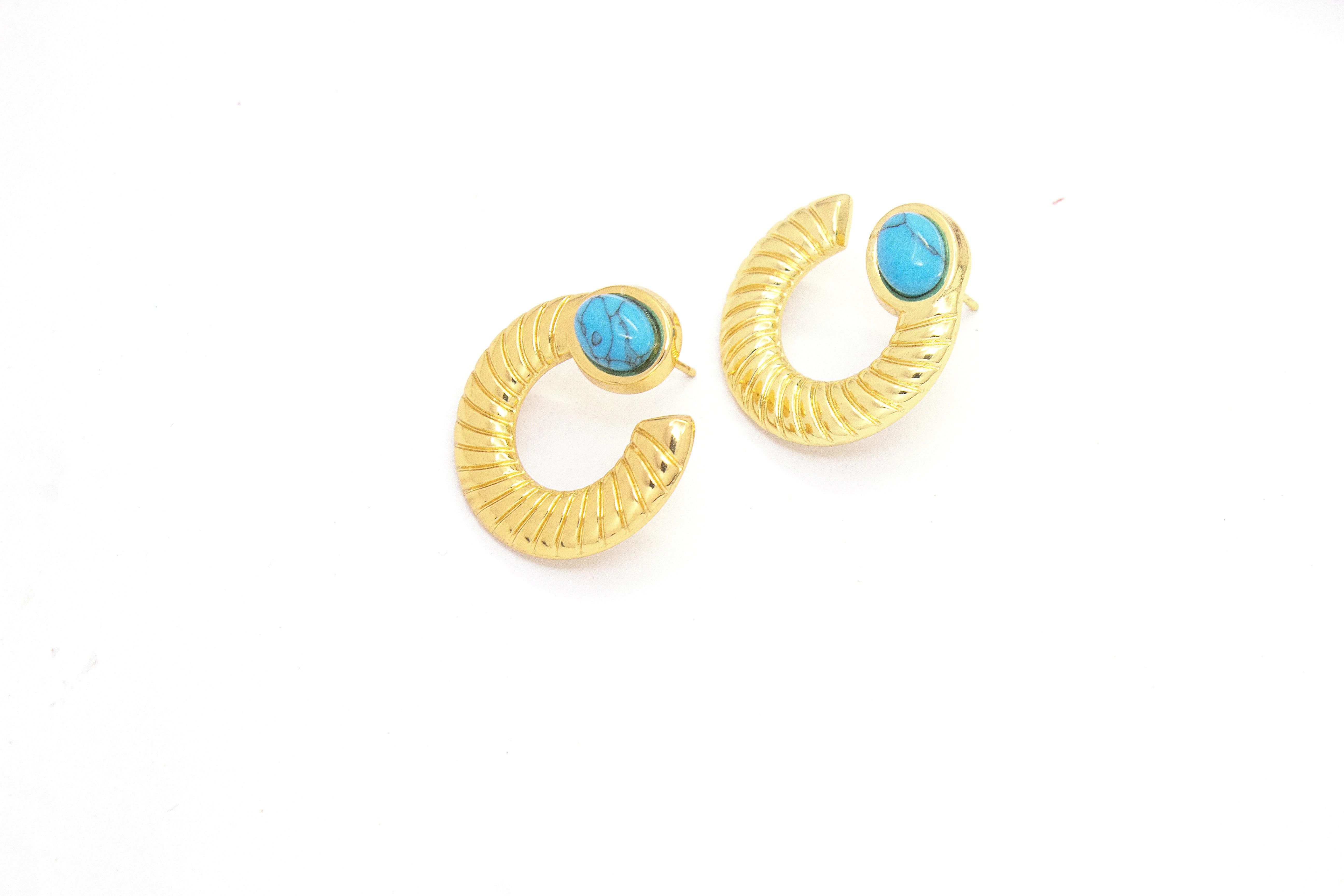 GOLD TURQUOISE EARRINGS