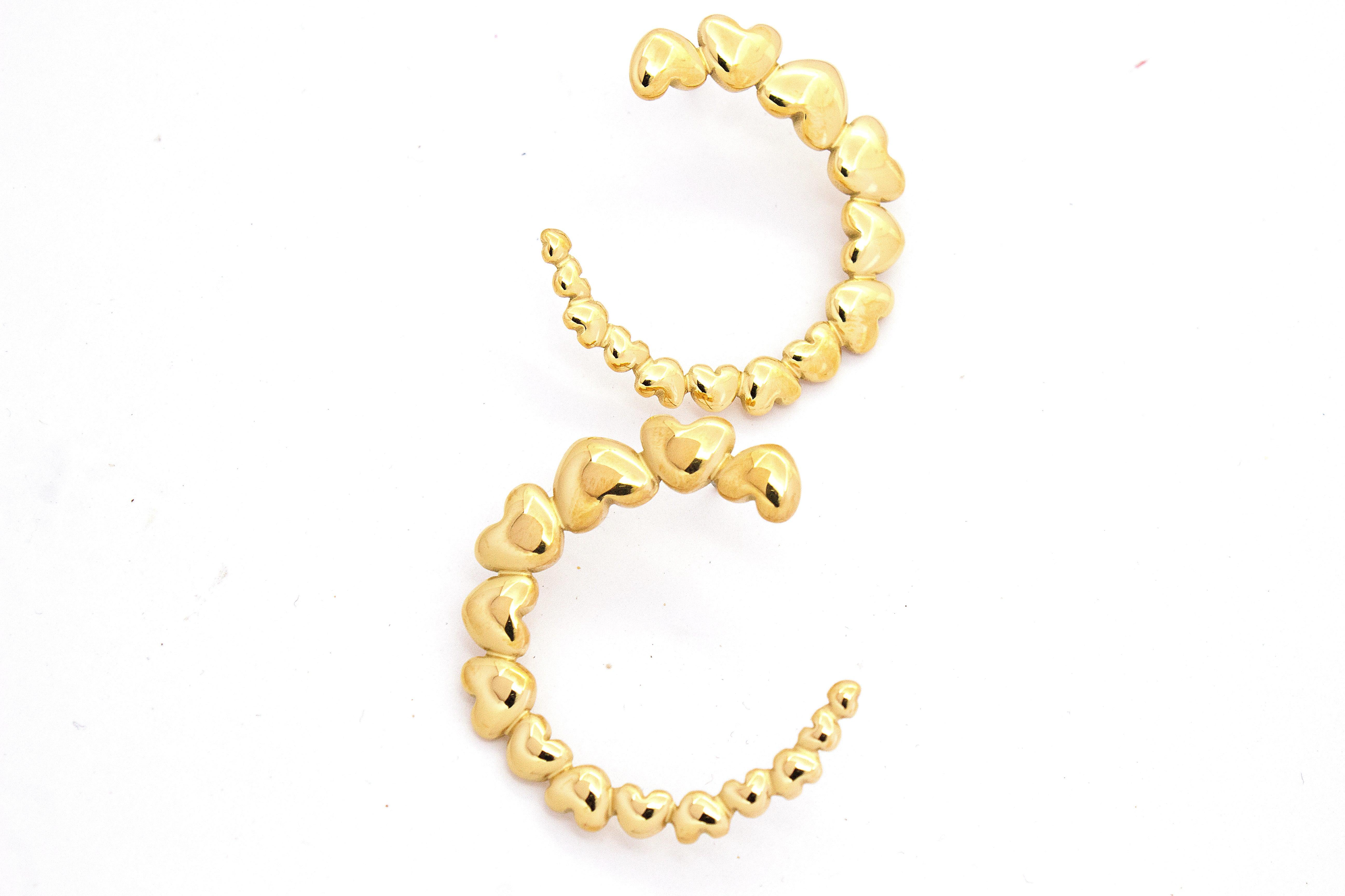 STACKED HEART HOOP EARRINGS