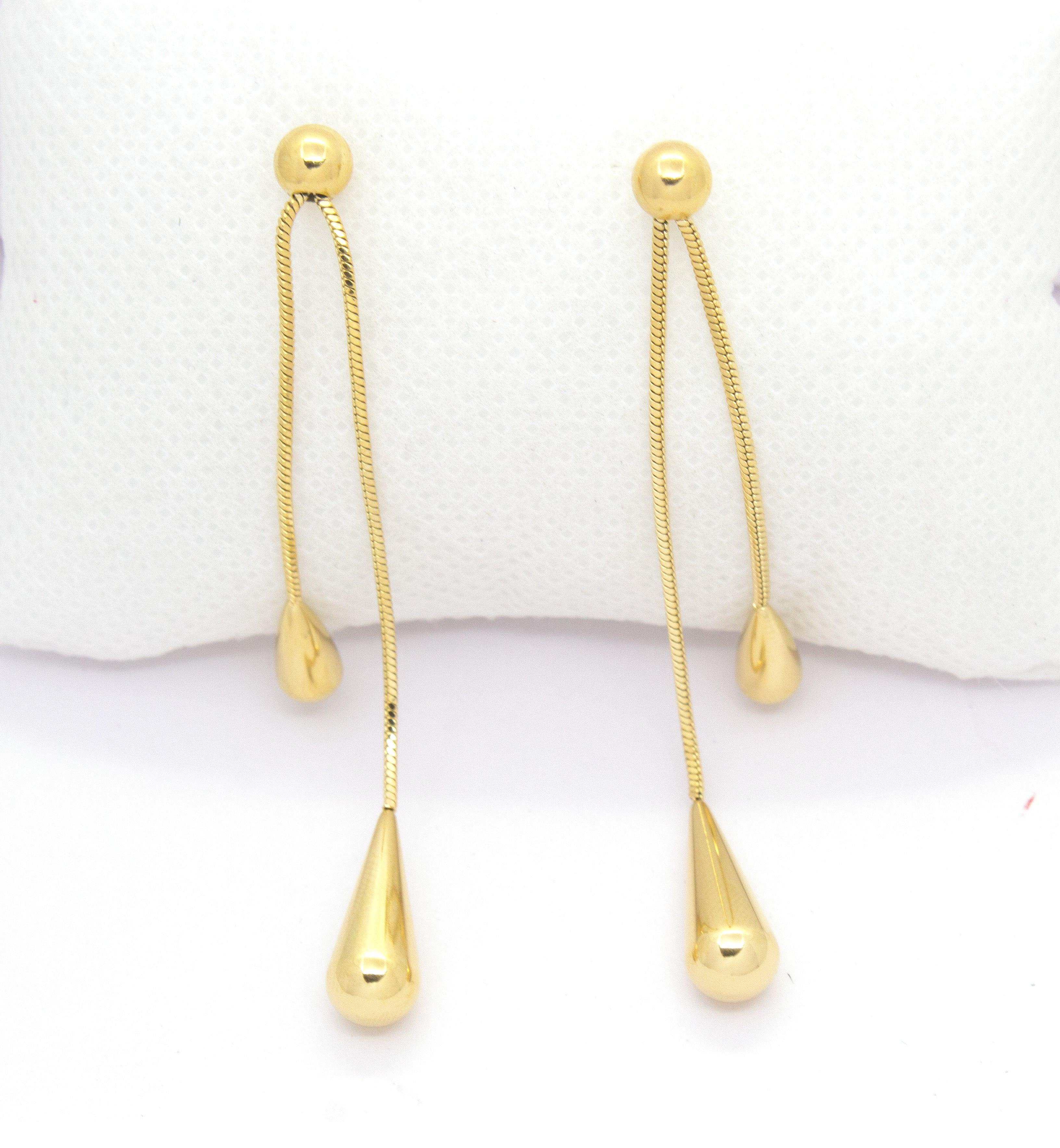GOLD DROPLET CHAIN EARRINGS