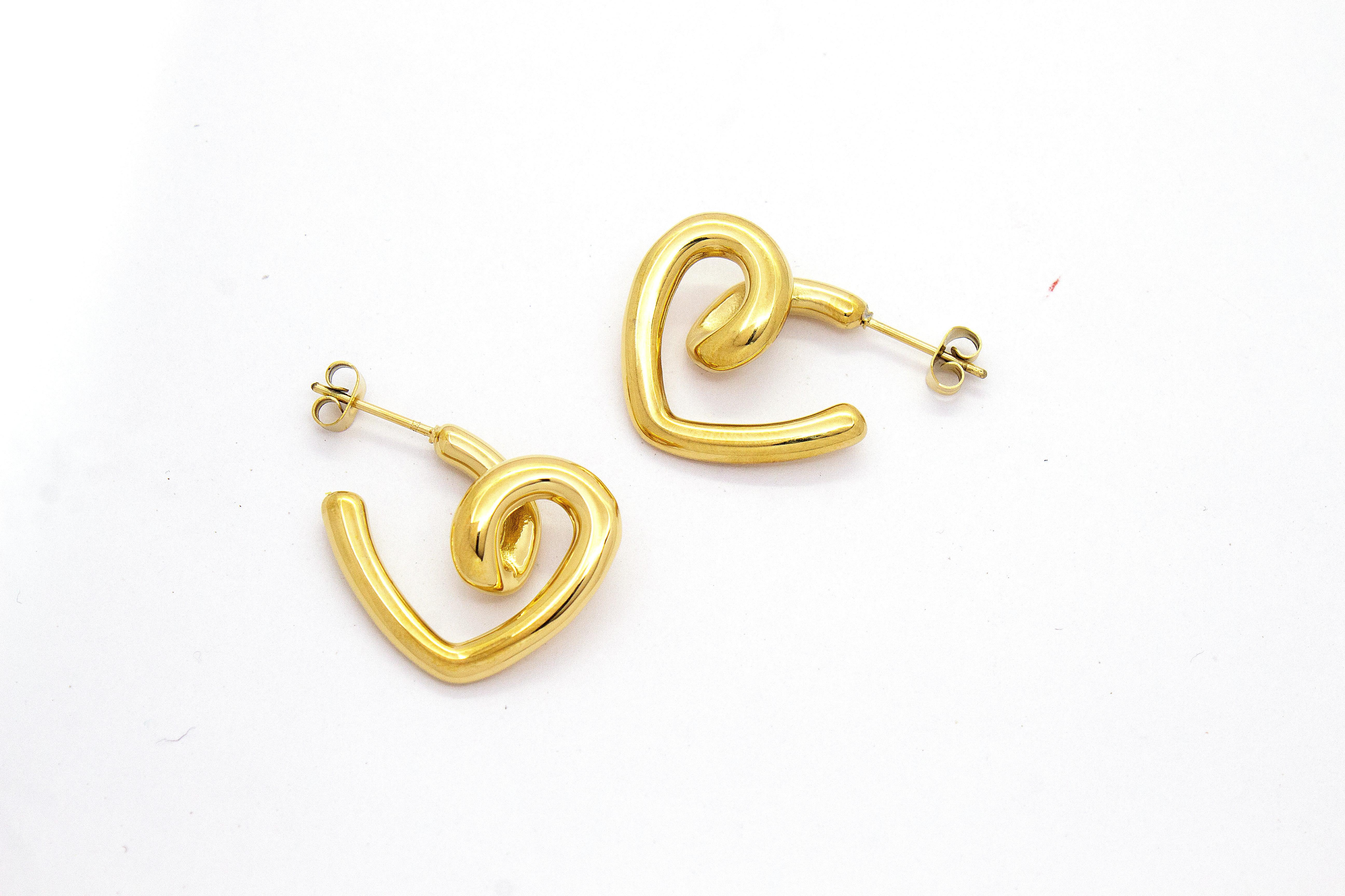ABSTRACT HEART HOOP EARRINGS