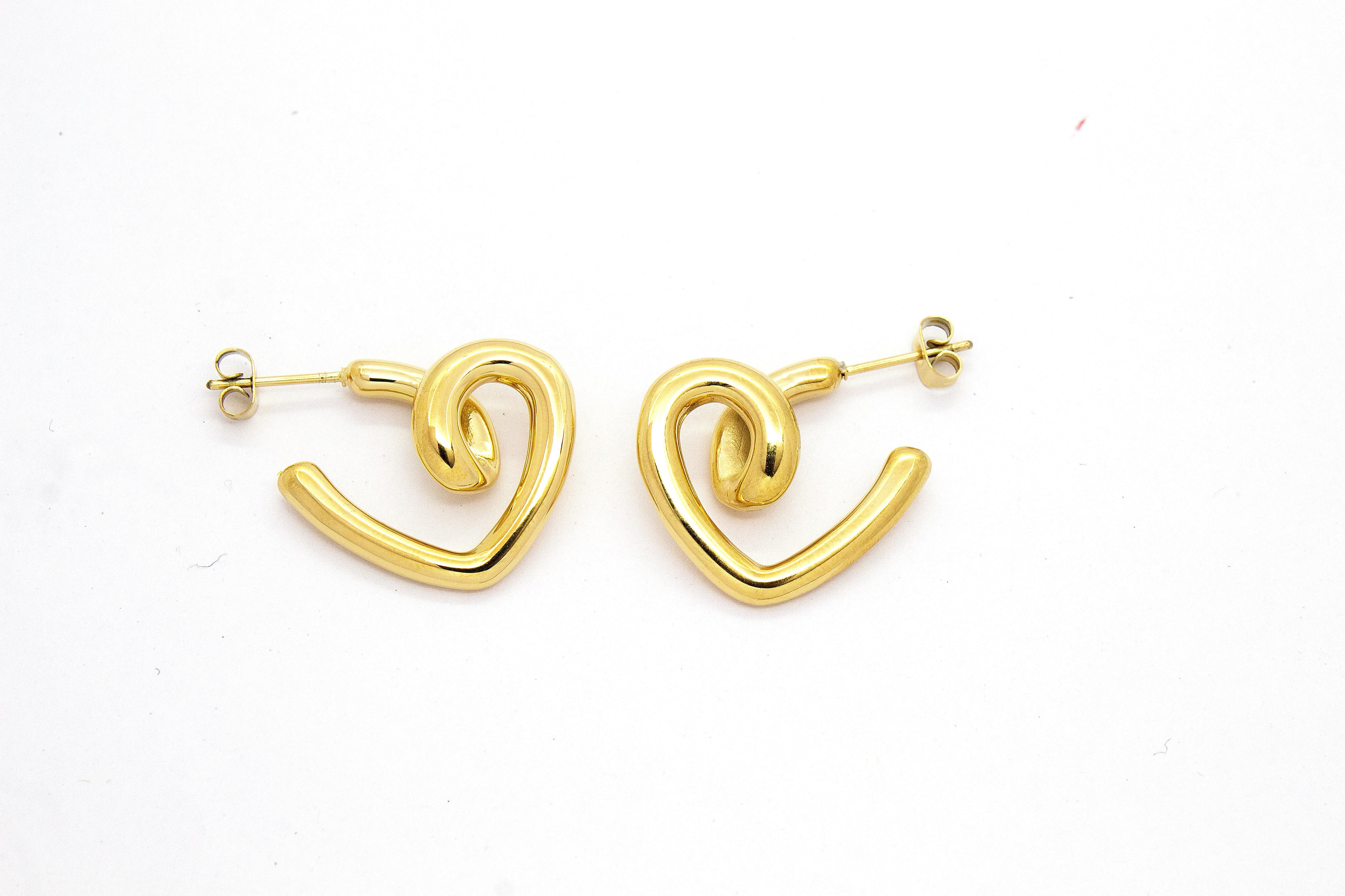 ABSTRACT HEART HOOP EARRINGS