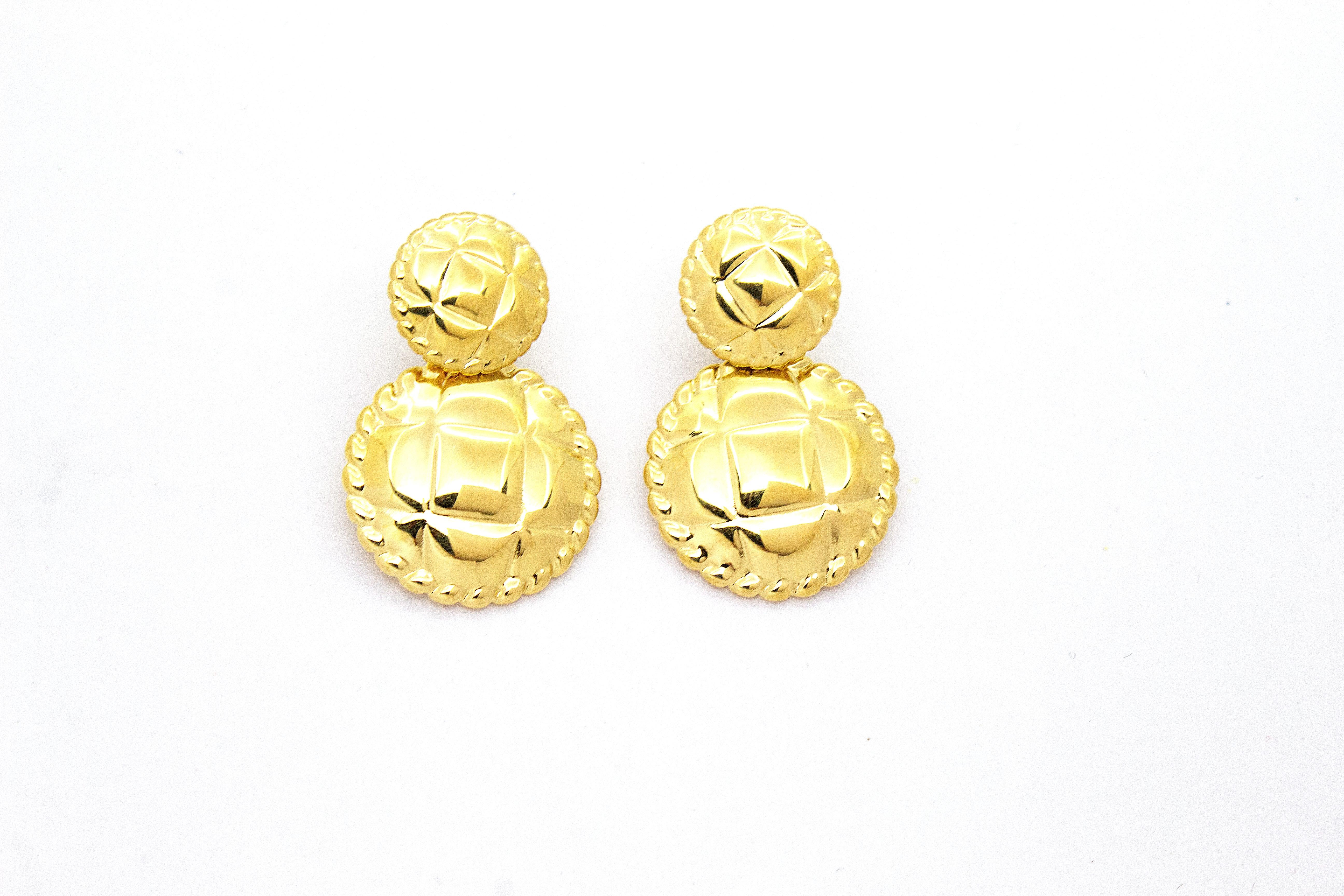 VINTAGE TEXTURED STUD DROP EARRINGS
