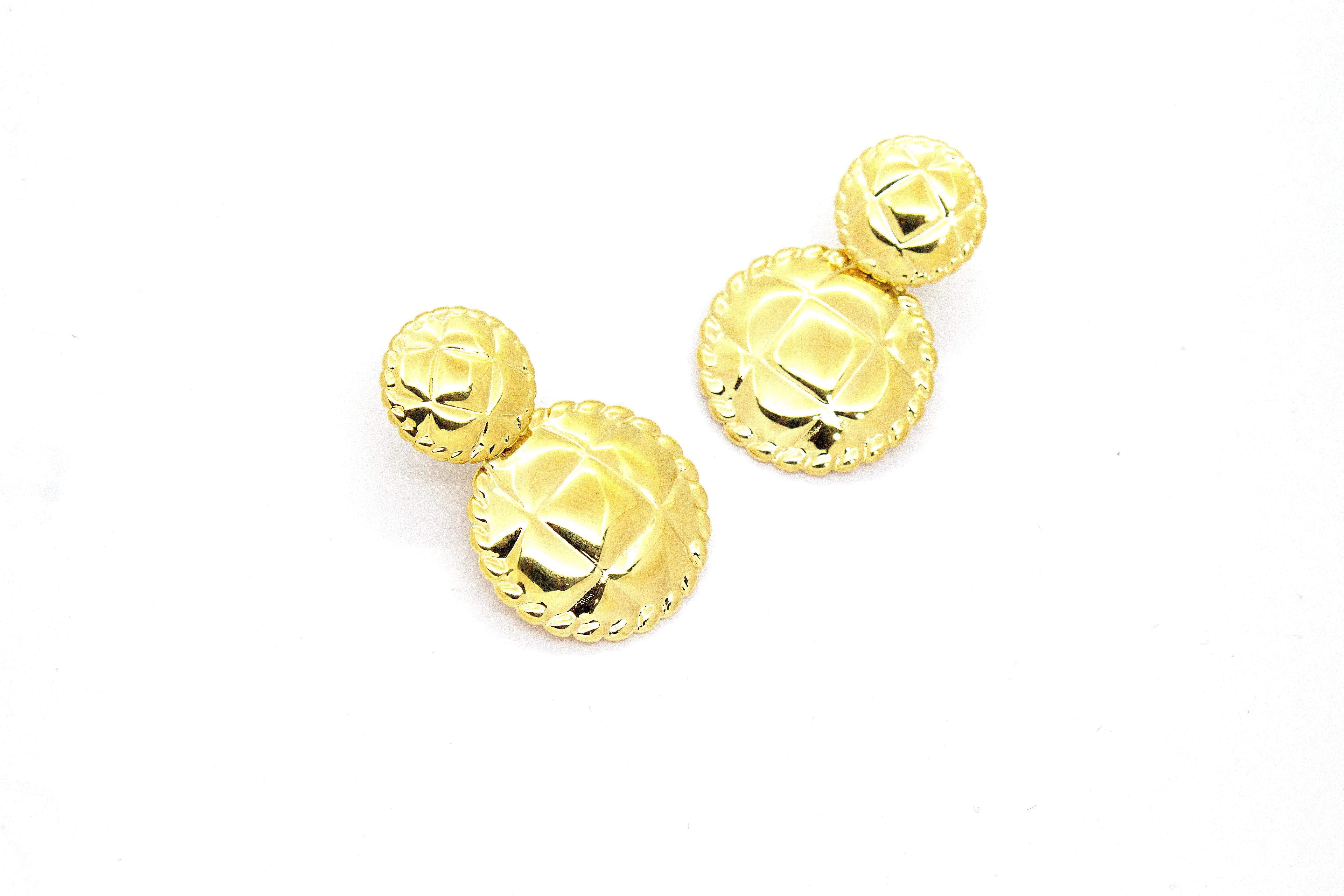 VINTAGE TEXTURED STUD DROP EARRINGS