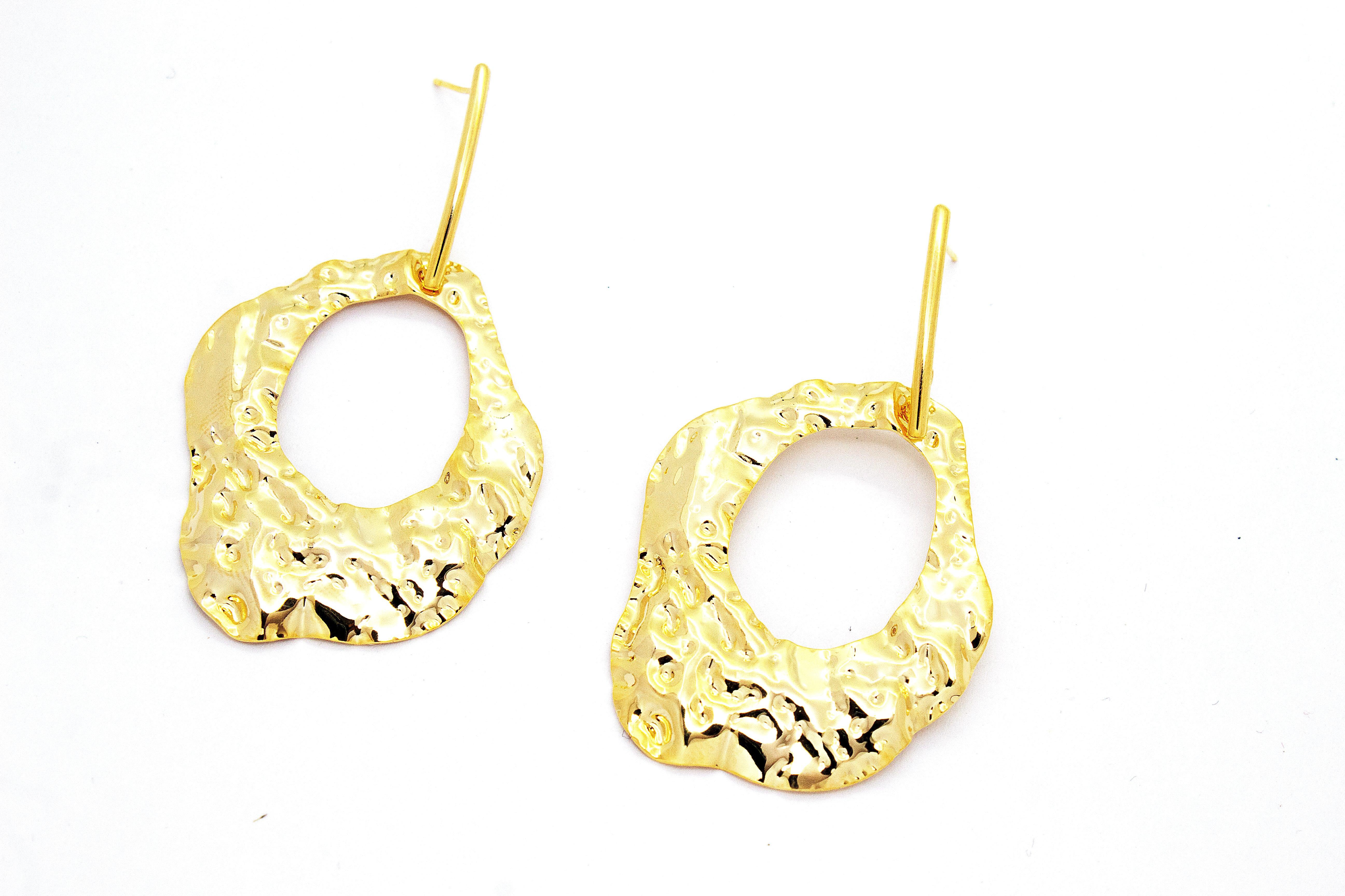 HAMMERED ORGANIC DROP EARRINGS