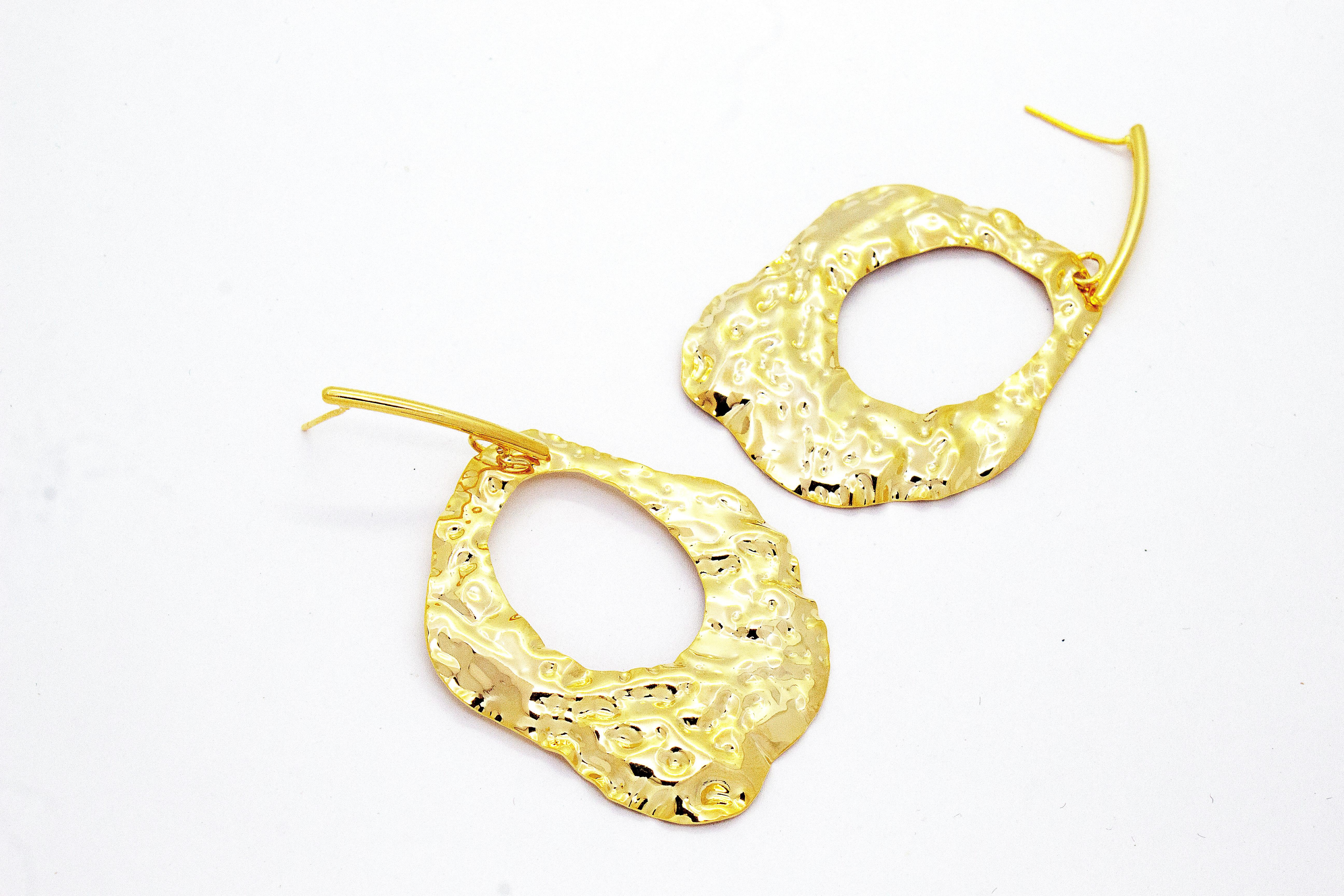 HAMMERED ORGANIC DROP EARRINGS