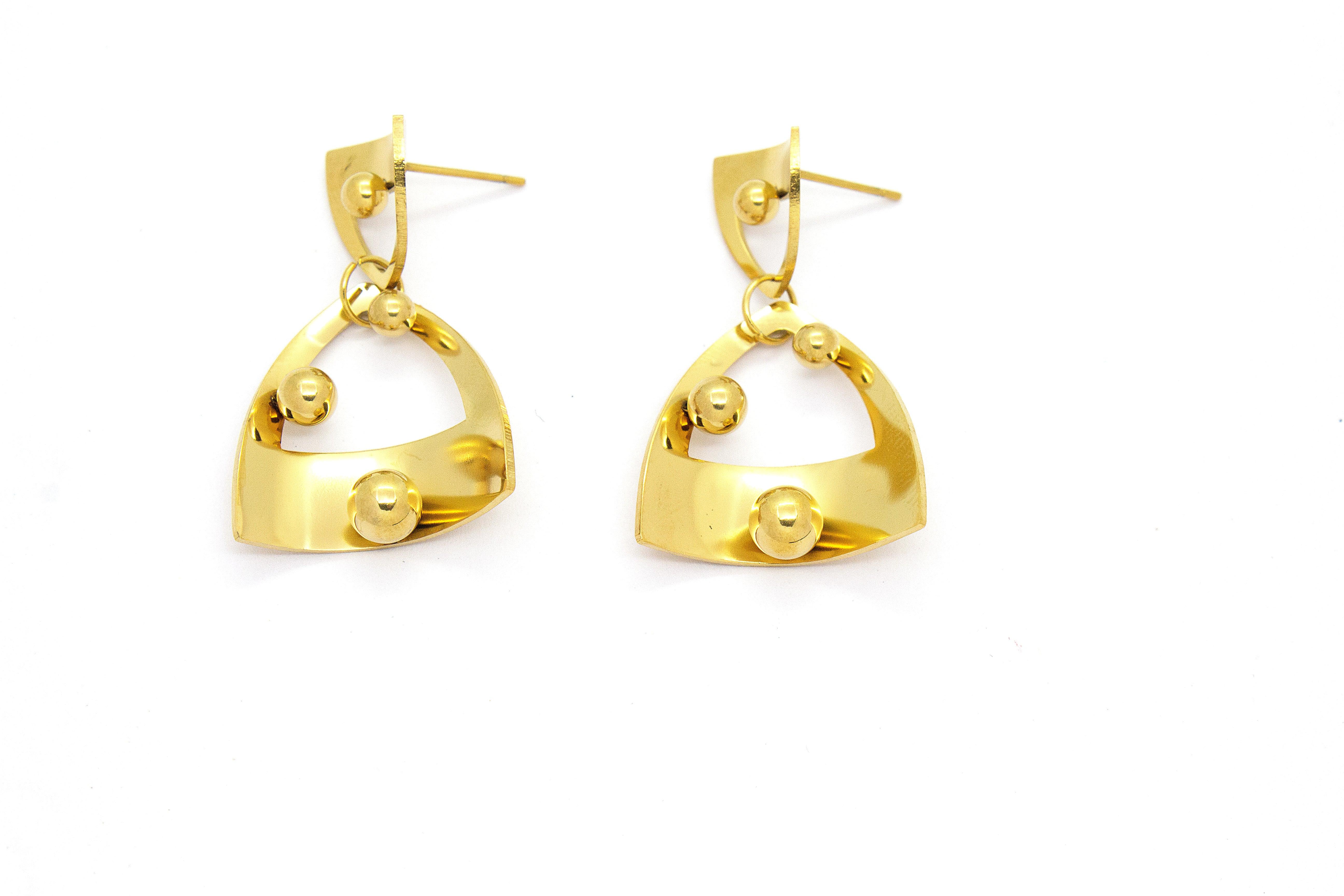 GOLD SPHERE DROP EARRINGS