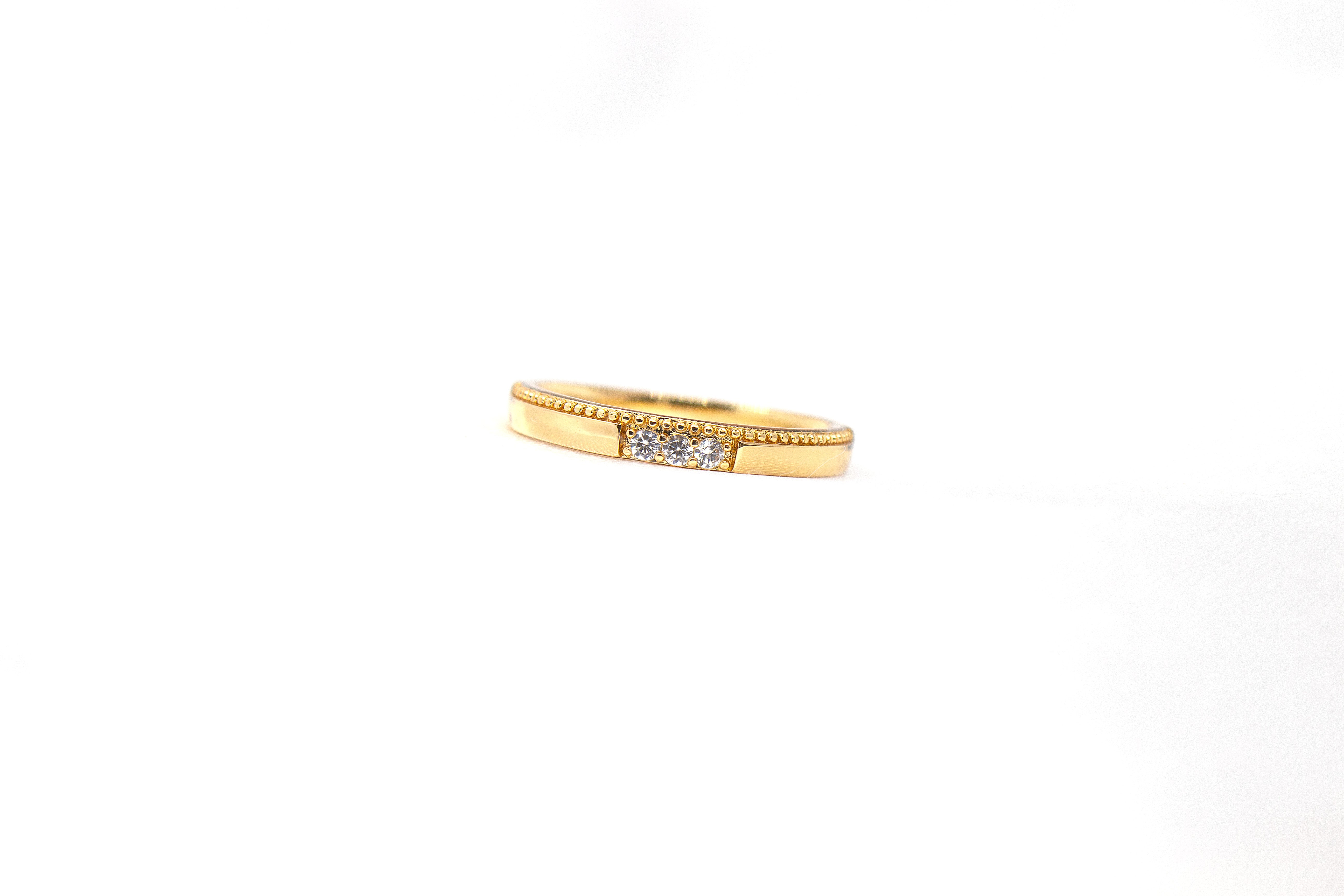 TRIO DIAMOND ACCENTS TEXTURED BAND RING
