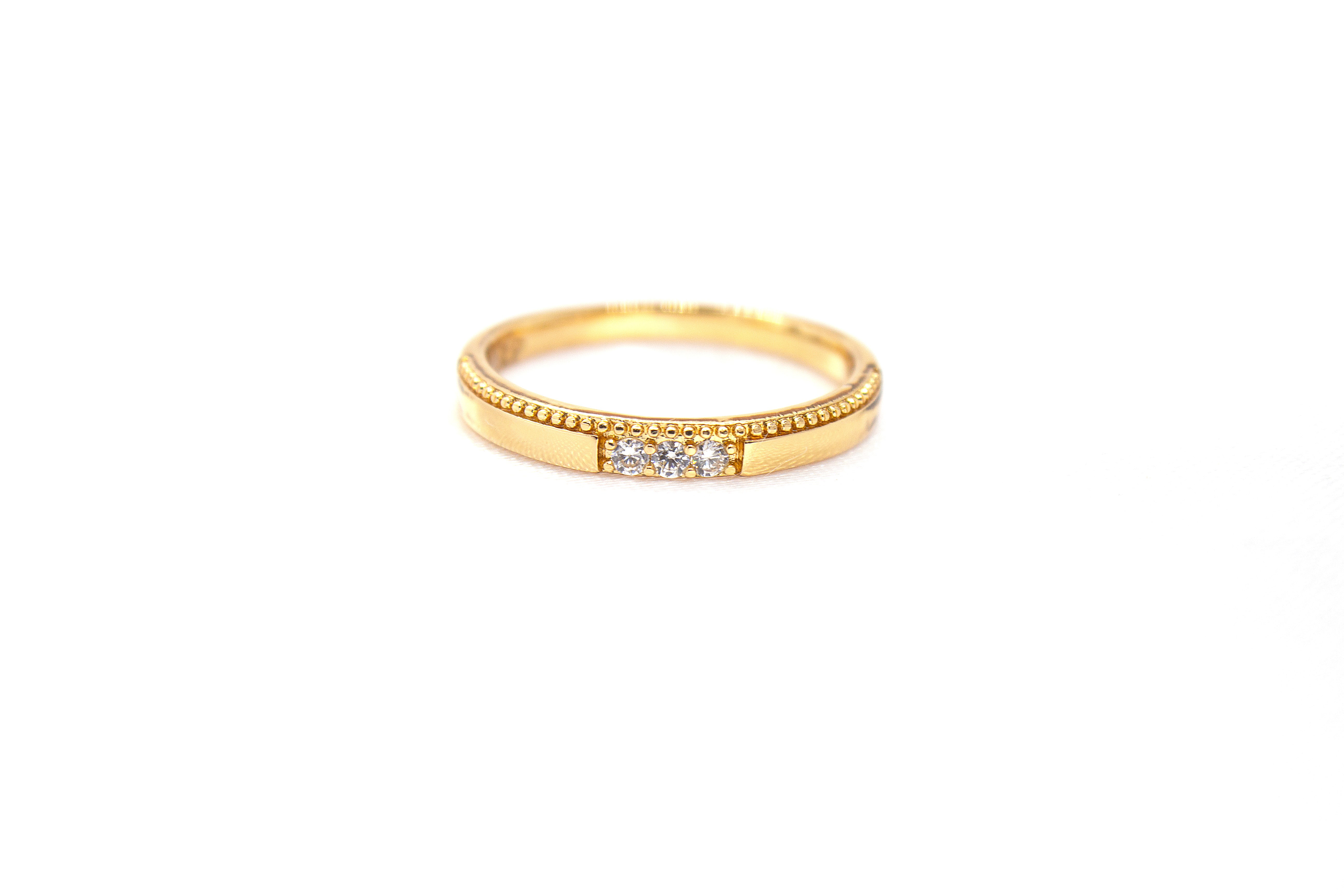 TRIO DIAMOND ACCENTS TEXTURED BAND RING