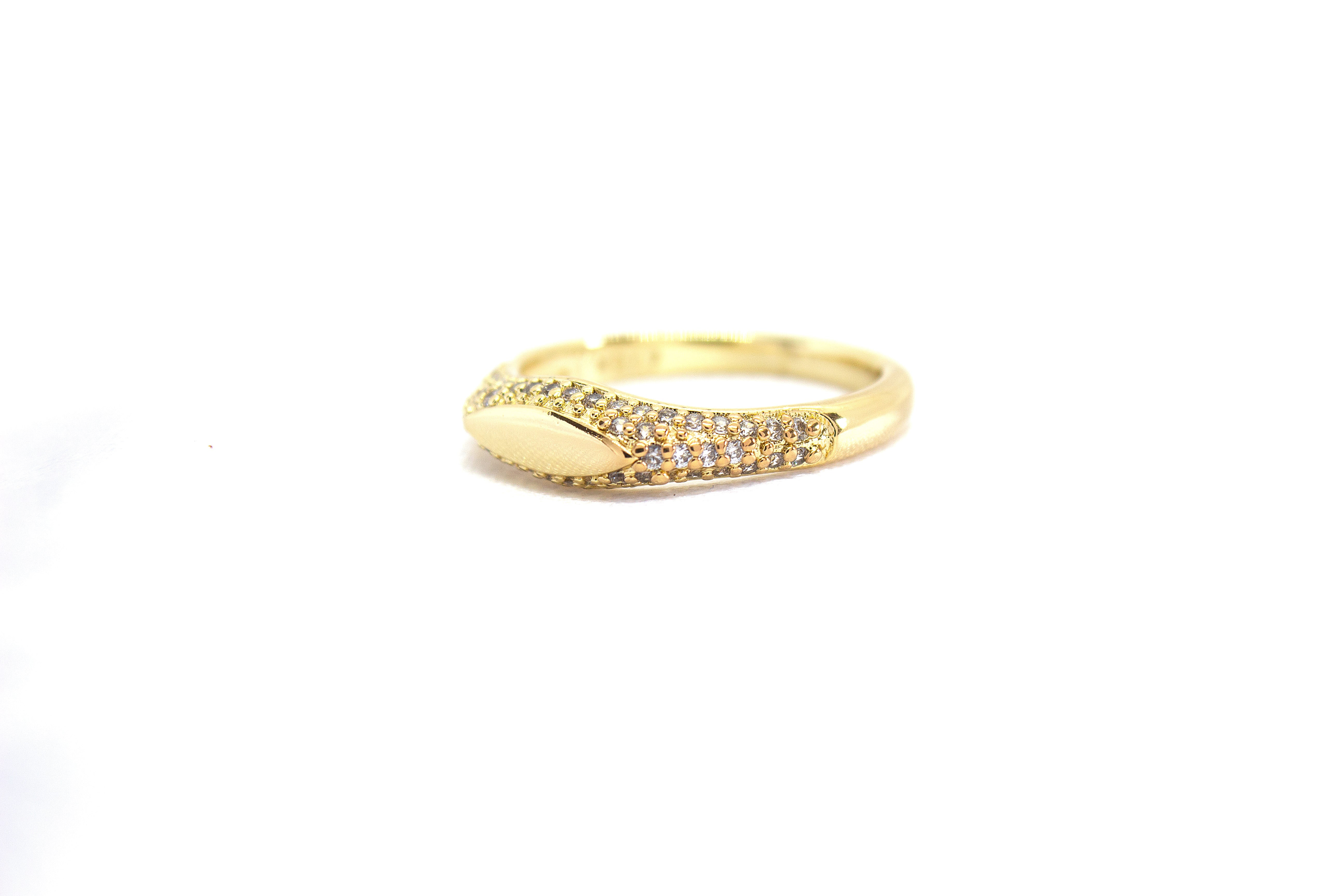 CURVED GOLD MICRO PAVE ZIRCON RING