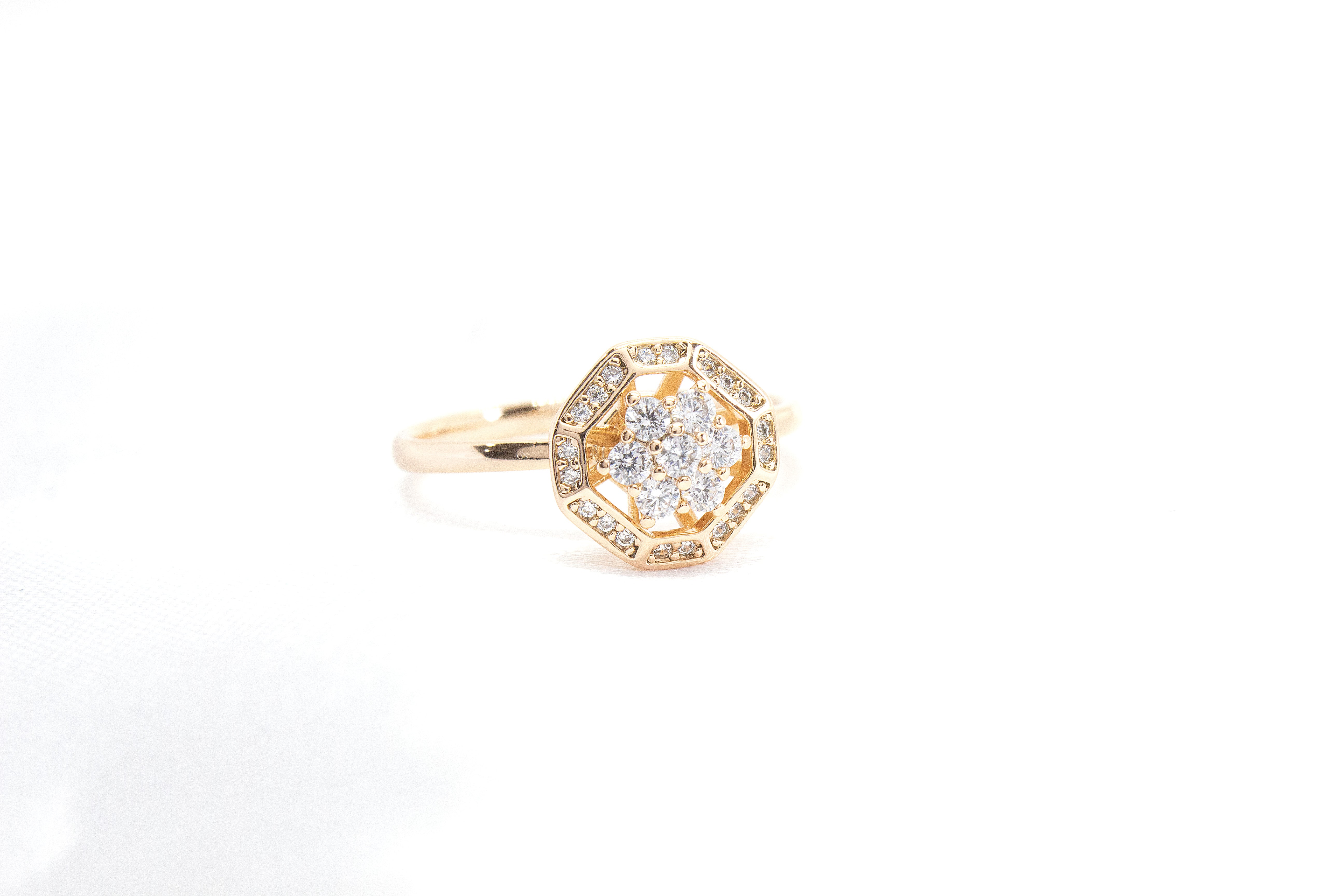 GEOMETRIC BLOOM DIAMOND CLUSTER RING