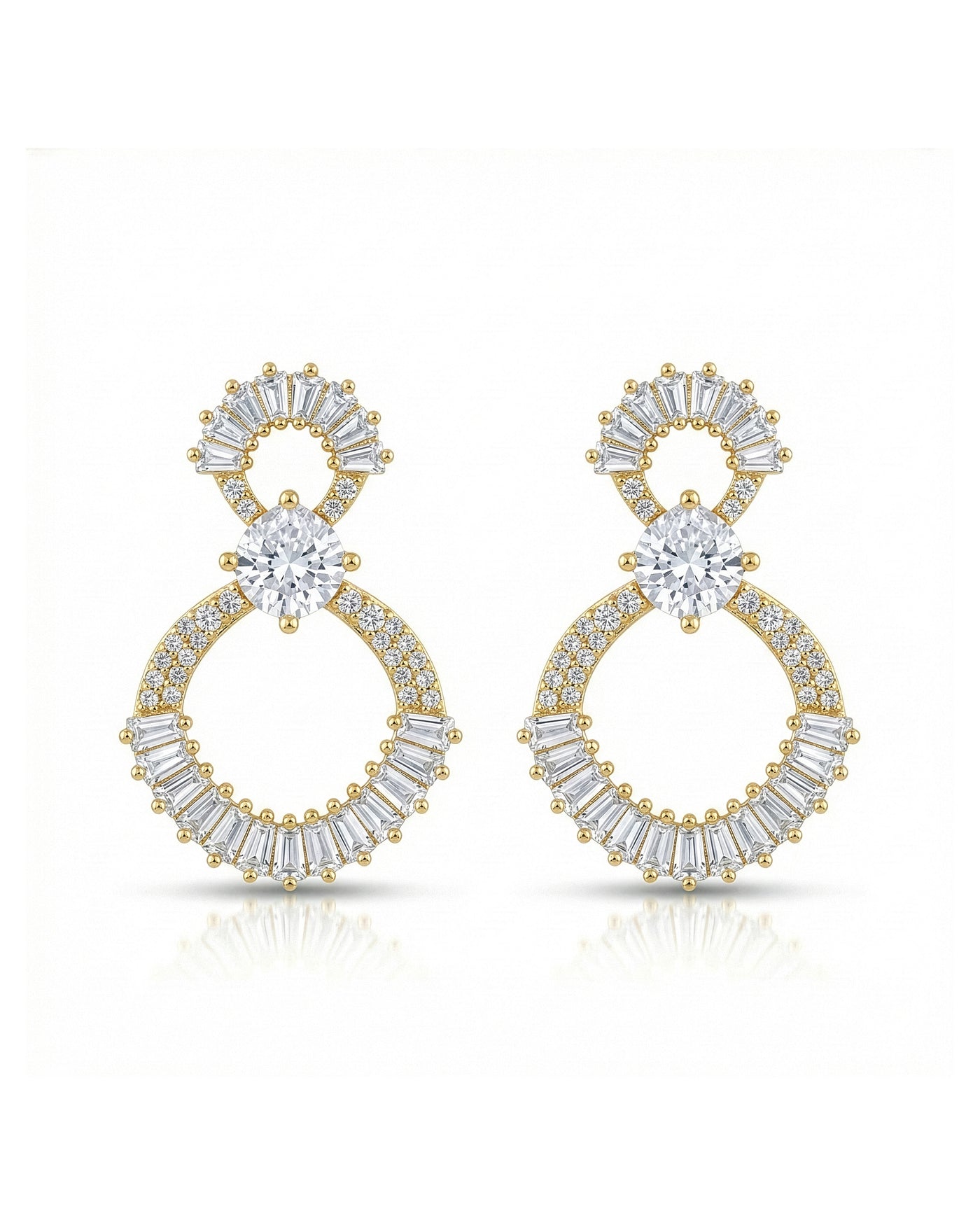 Dual Halo Drop Earrings
