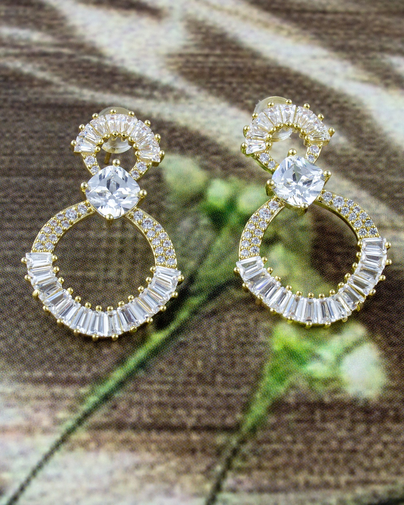 Dual Halo Drop Earrings