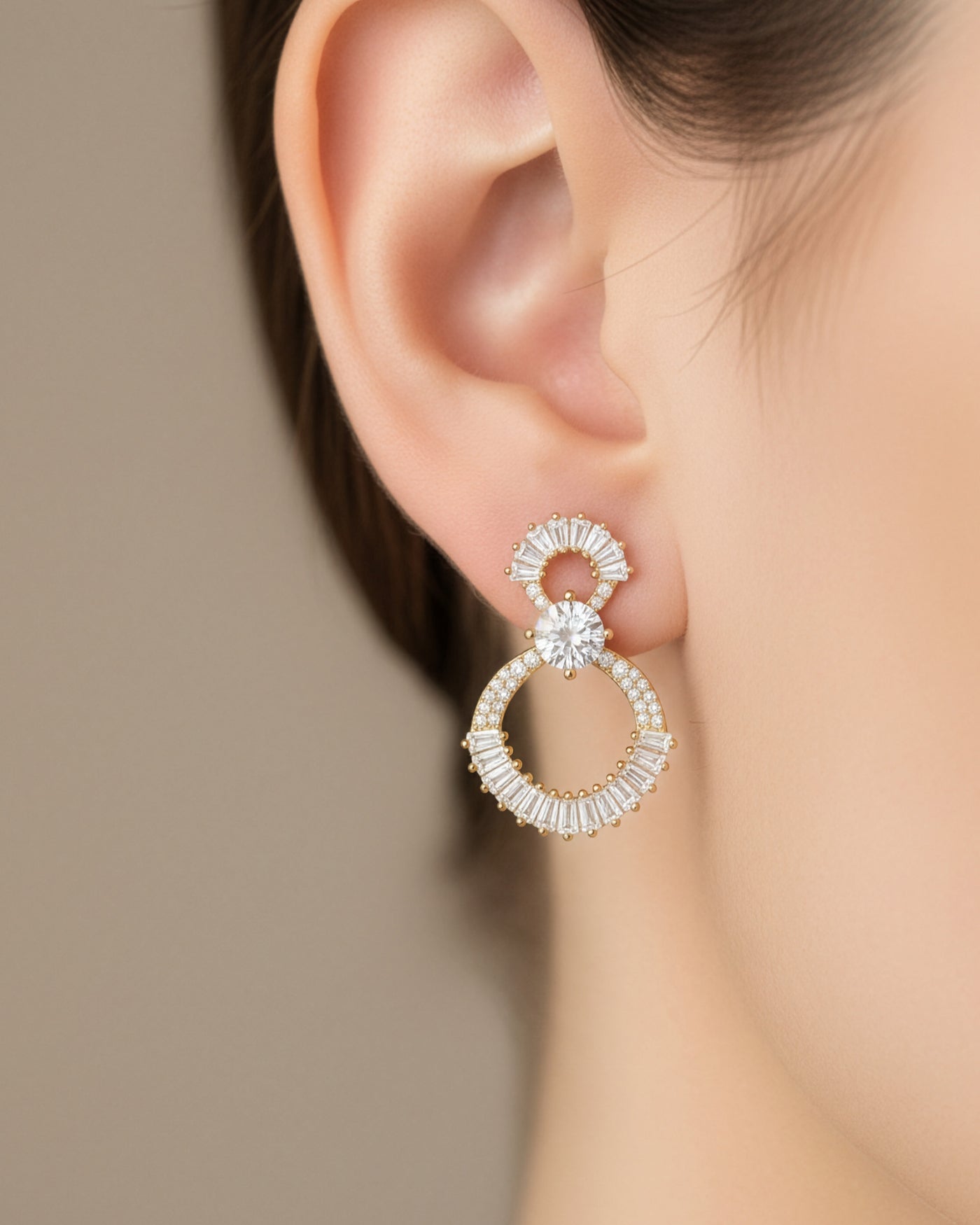 Dual Halo Drop Earrings