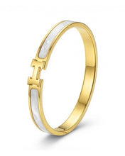 Gold H Design White Inlay Bracelet