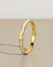 Gold H Design White Inlay Bracelet