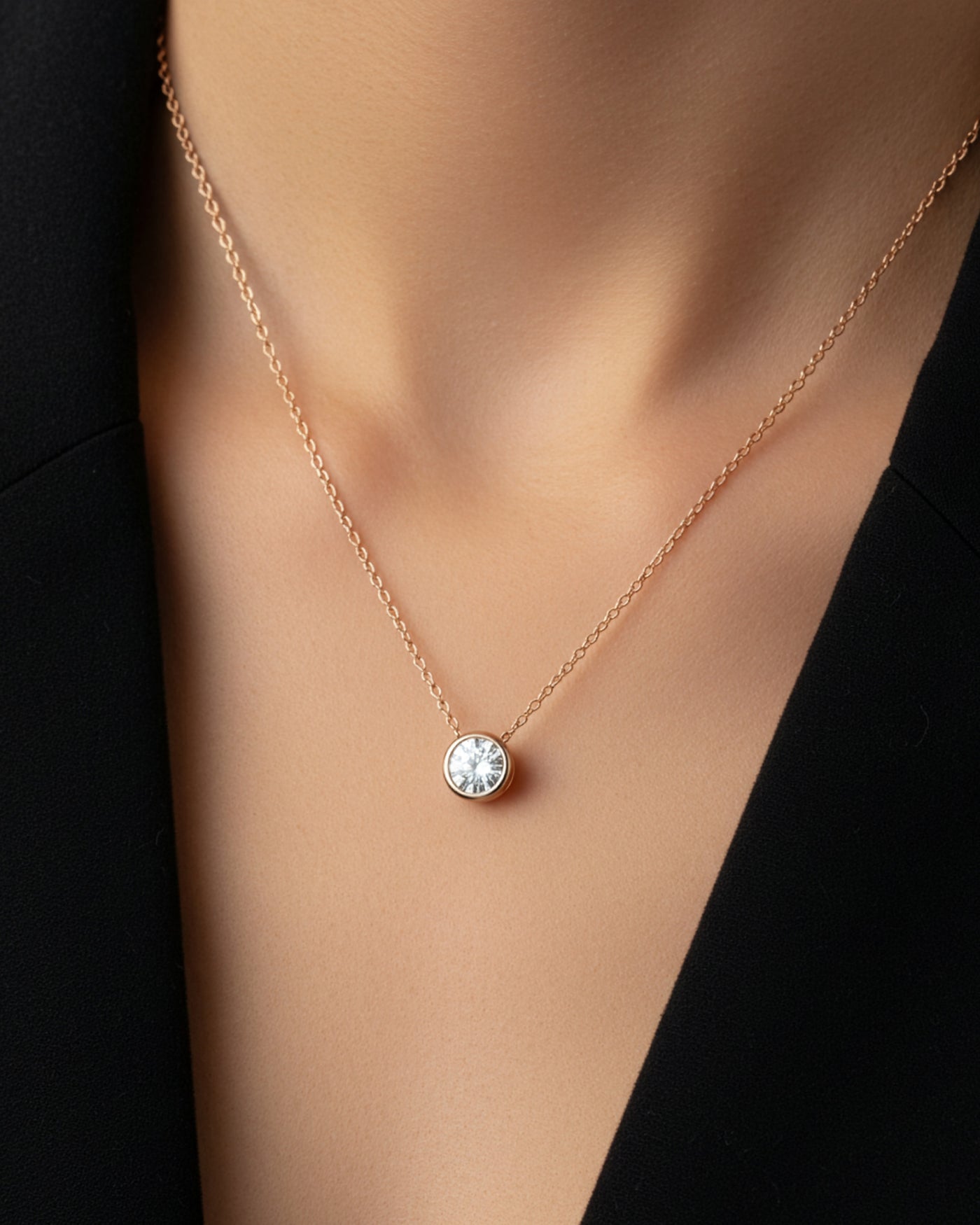 Rose Gold Solitaire Pendant Chain