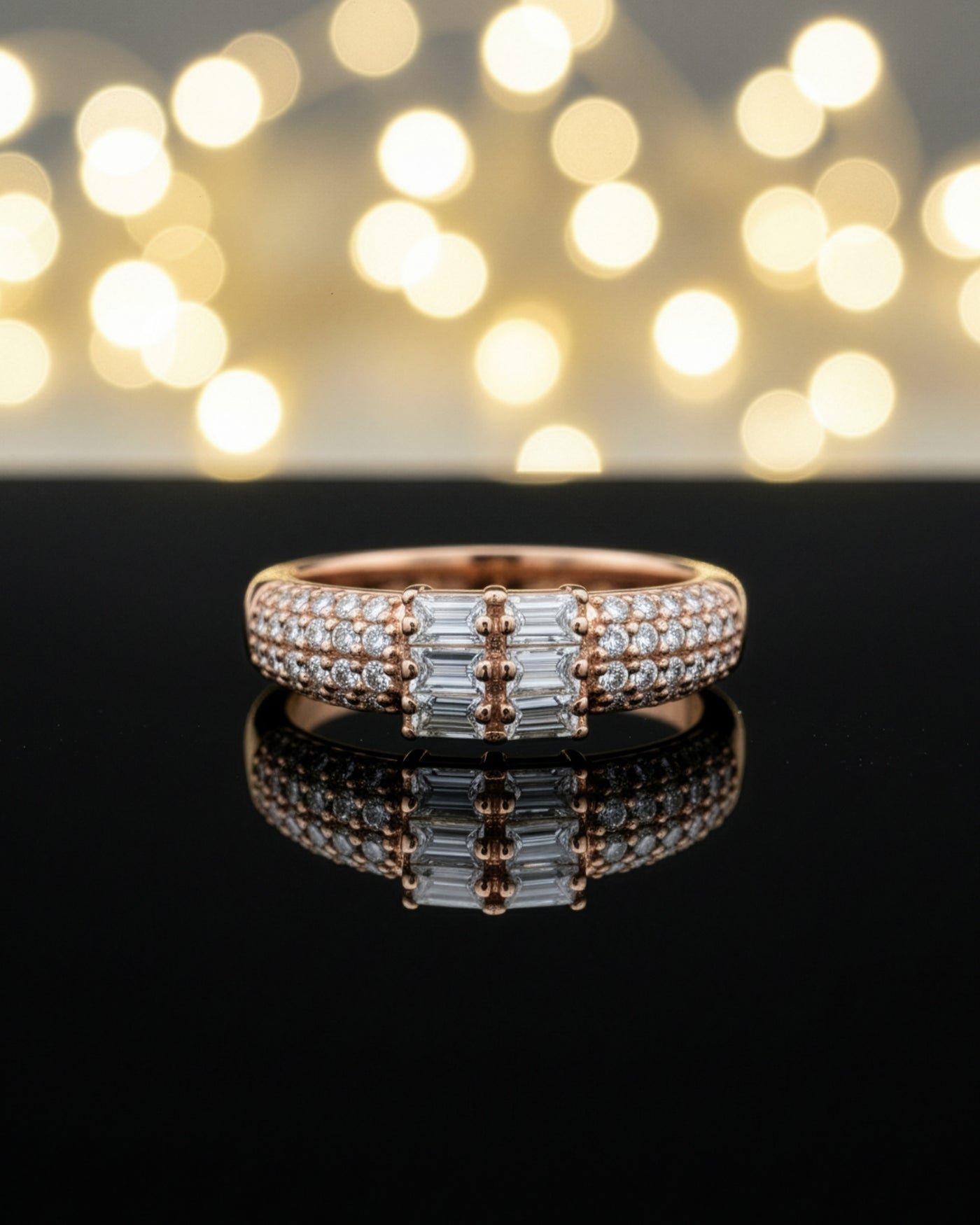 Baguette Cluster Crystal Ring