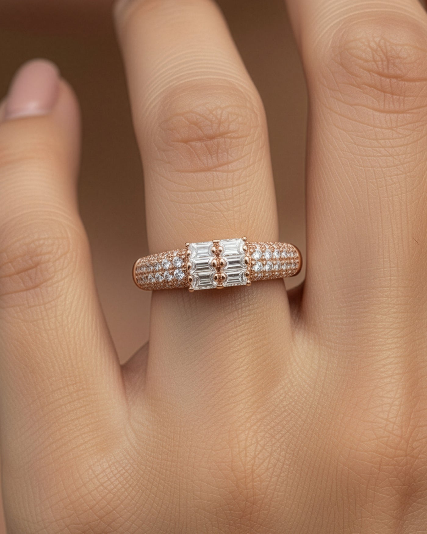 Baguette Cluster Crystal Ring