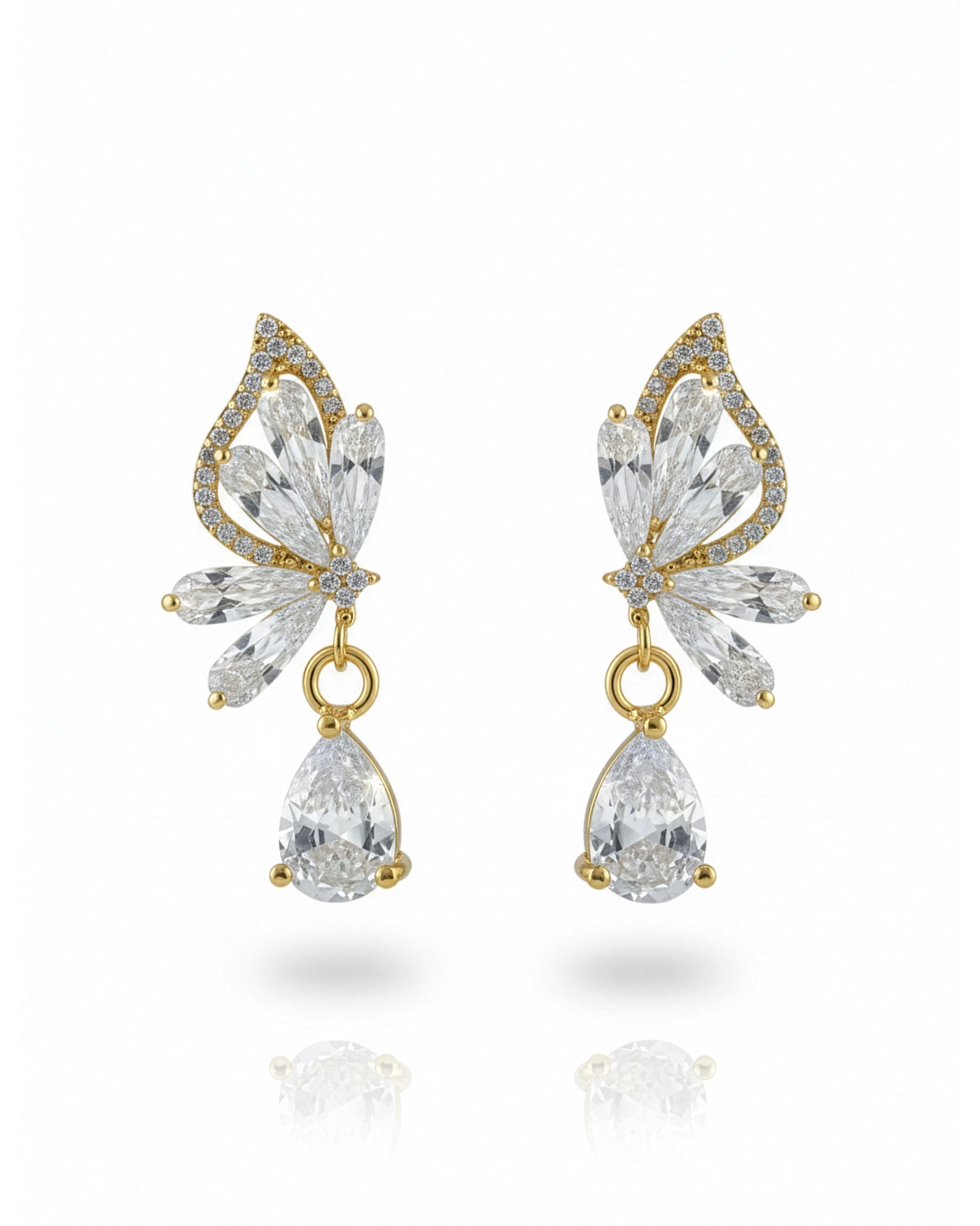 Crystal Butterfly Drop Earrings