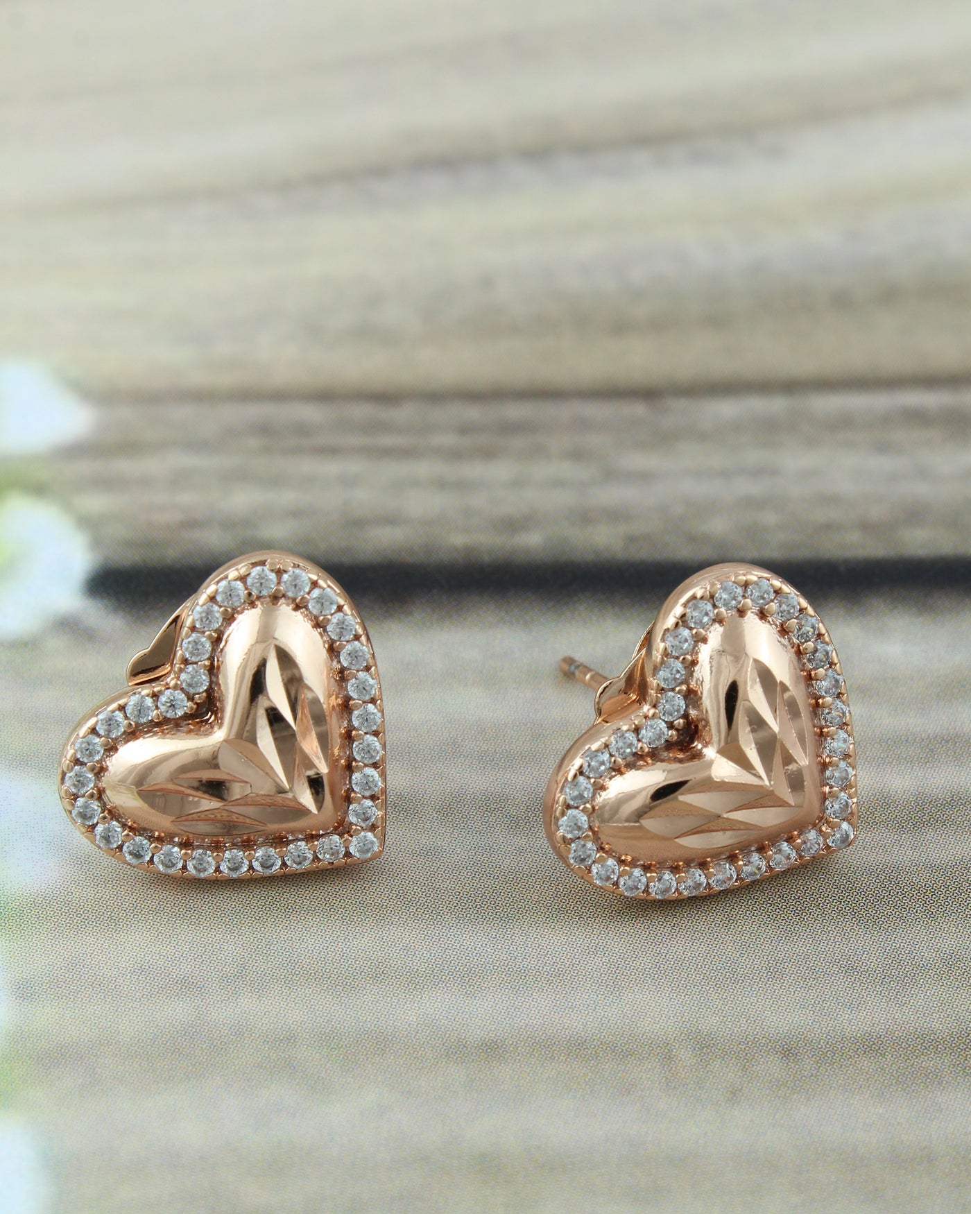Crystal Heart Stud Earrings