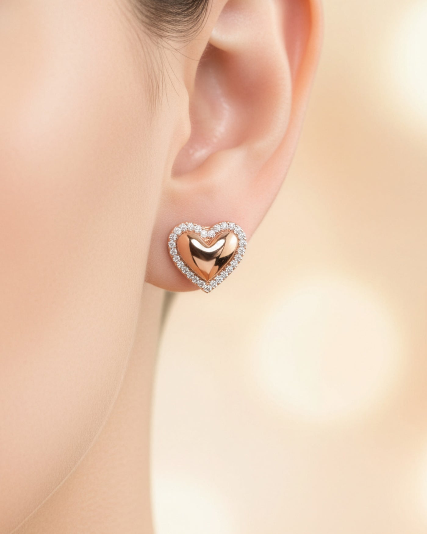 Crystal Heart Stud Earrings