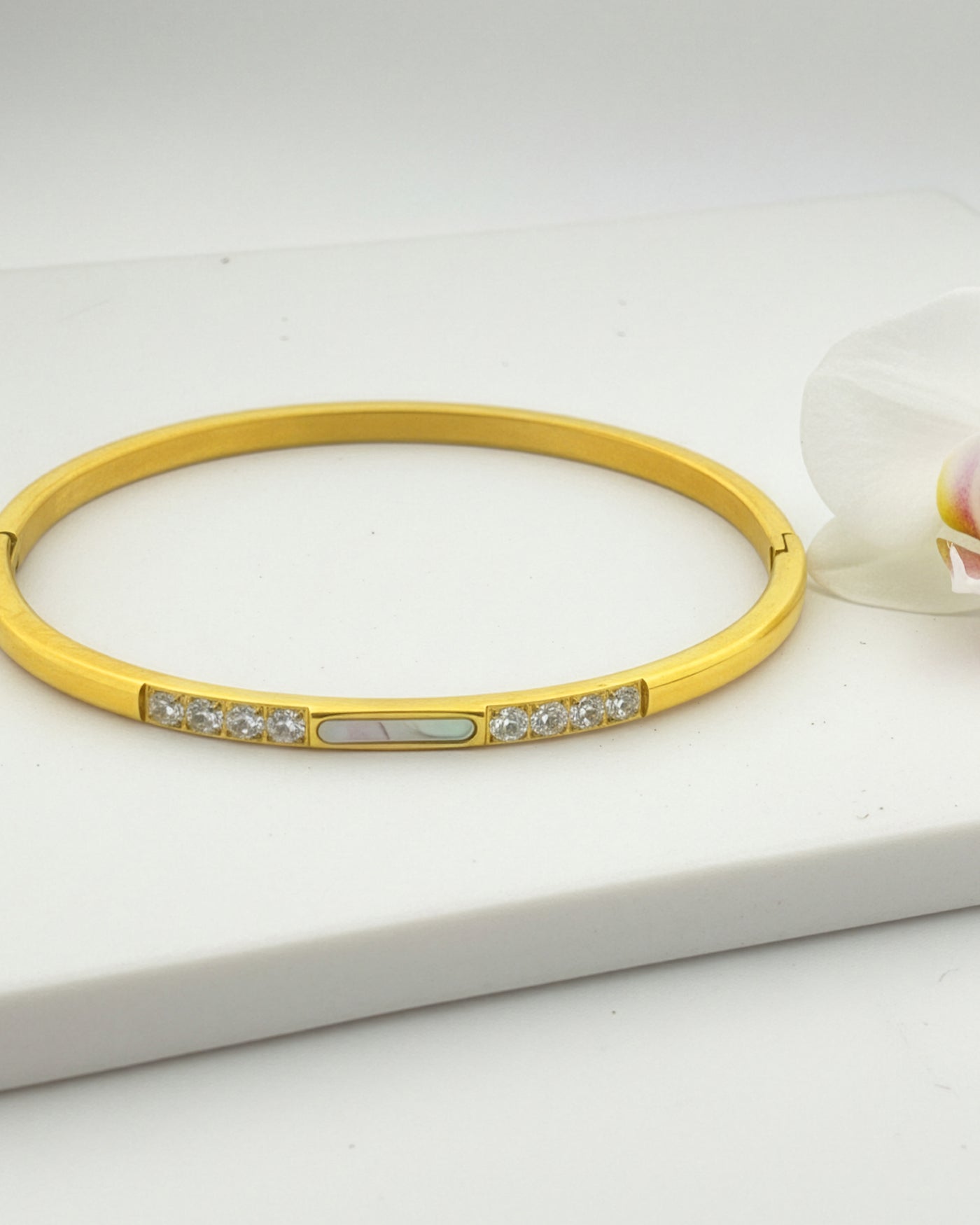Crystal Inlay Gold Bracelet