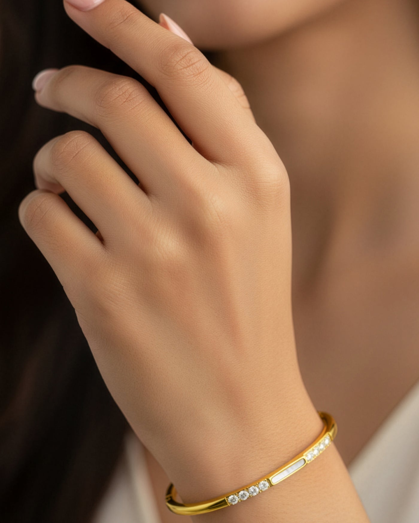 Crystal Inlay Gold Bracelet