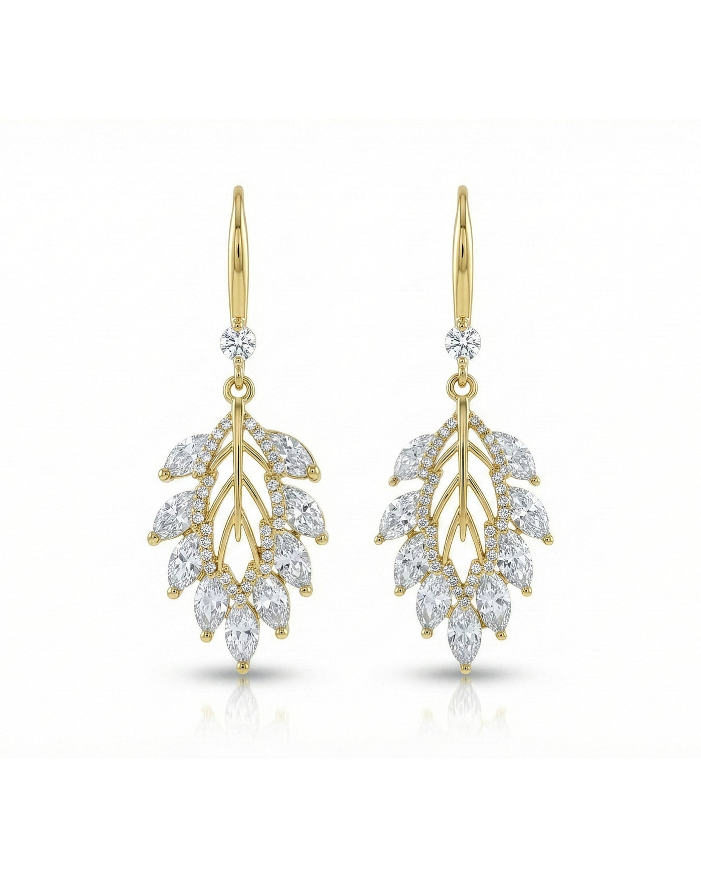 Crystal Leaf Drop Earrings