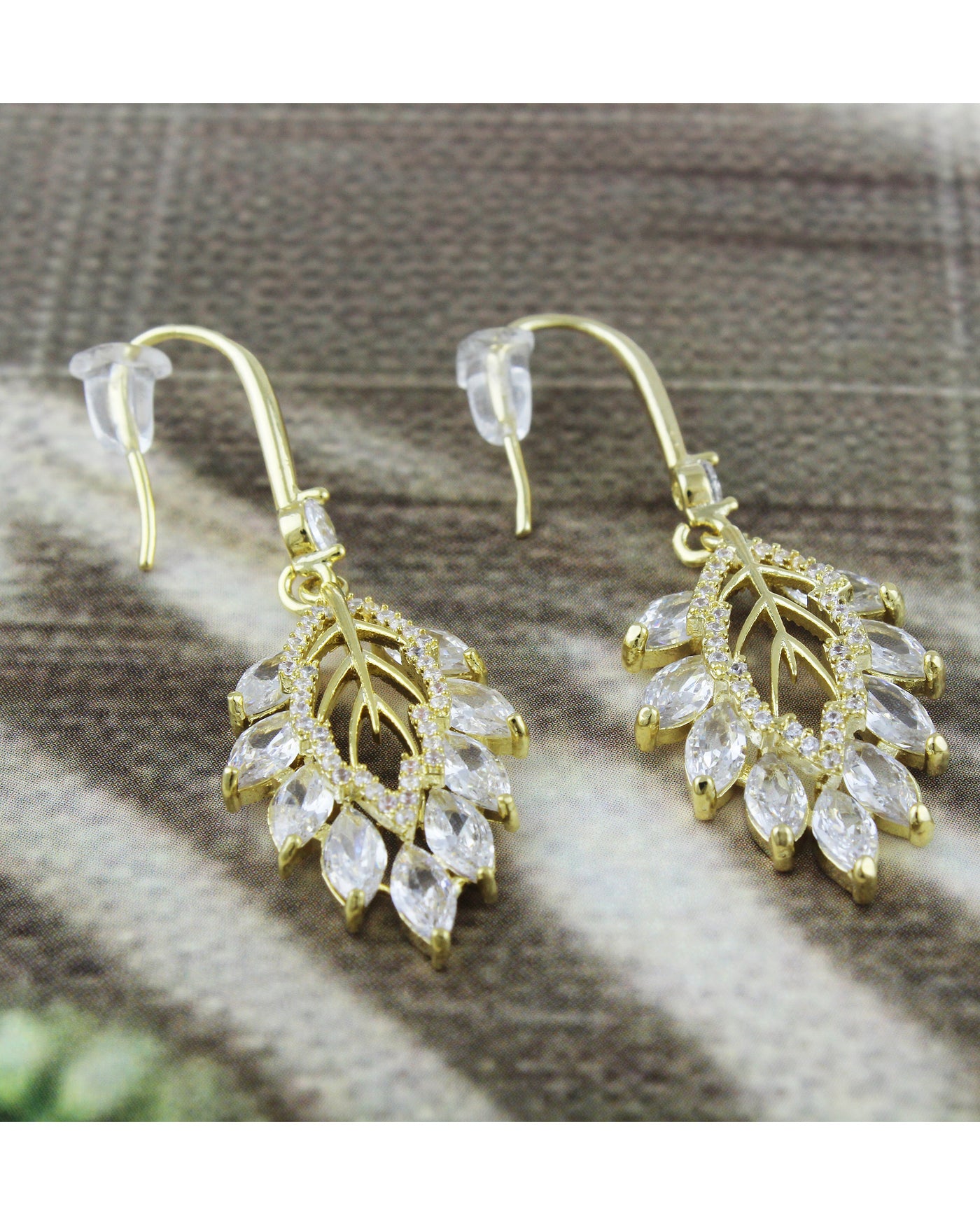 Crystal Leaf Drop Earrings