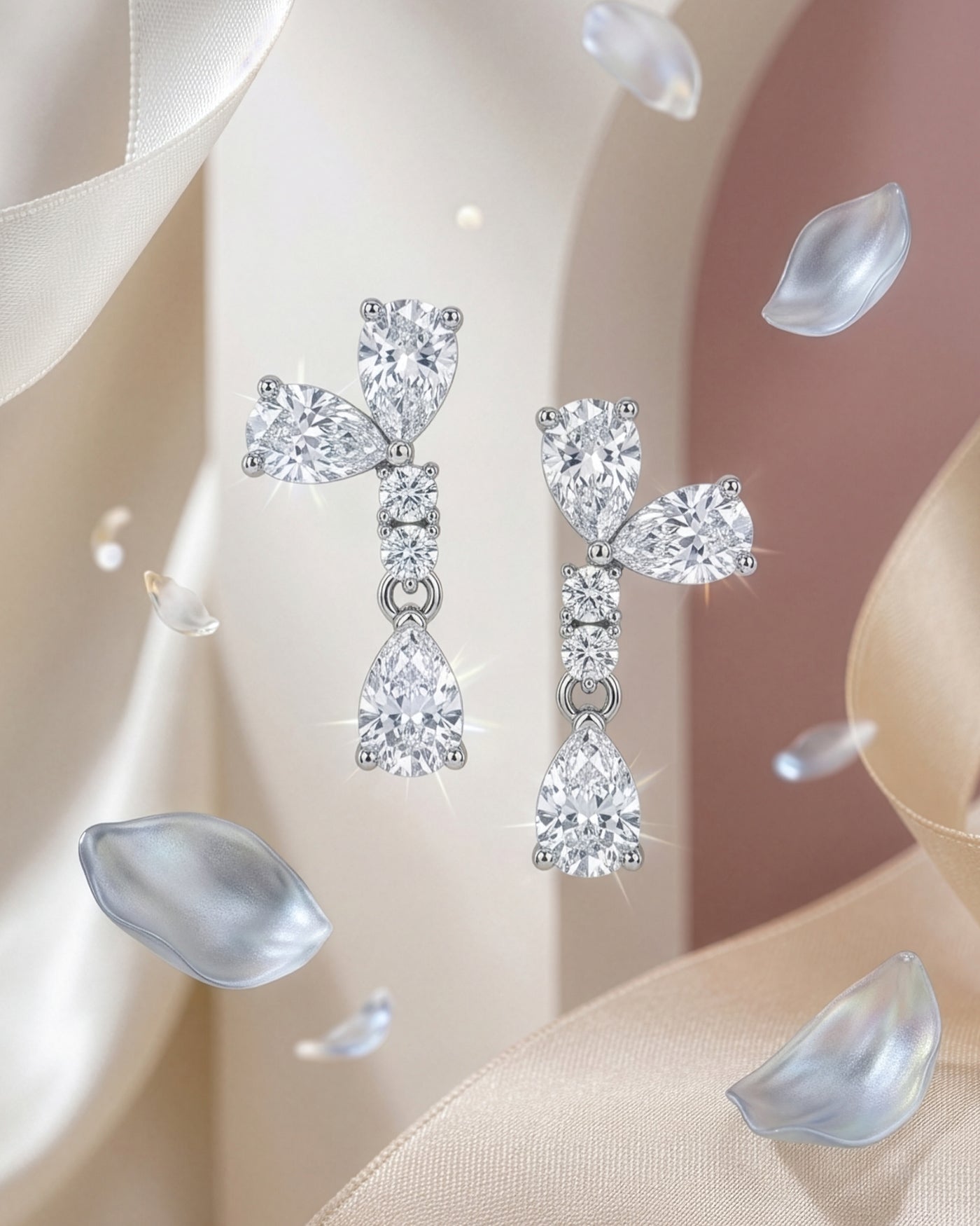 Crystal Petal Drop Earrings