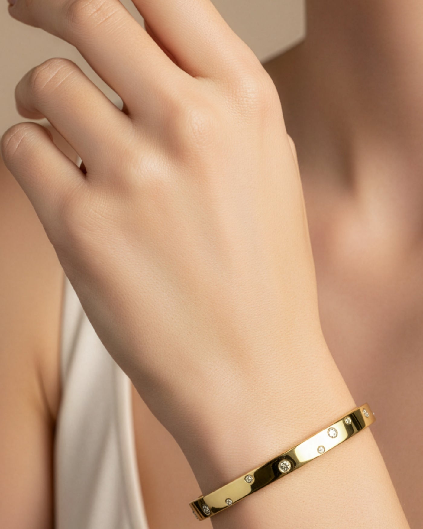 Crystal Studded Gold Bracelet
