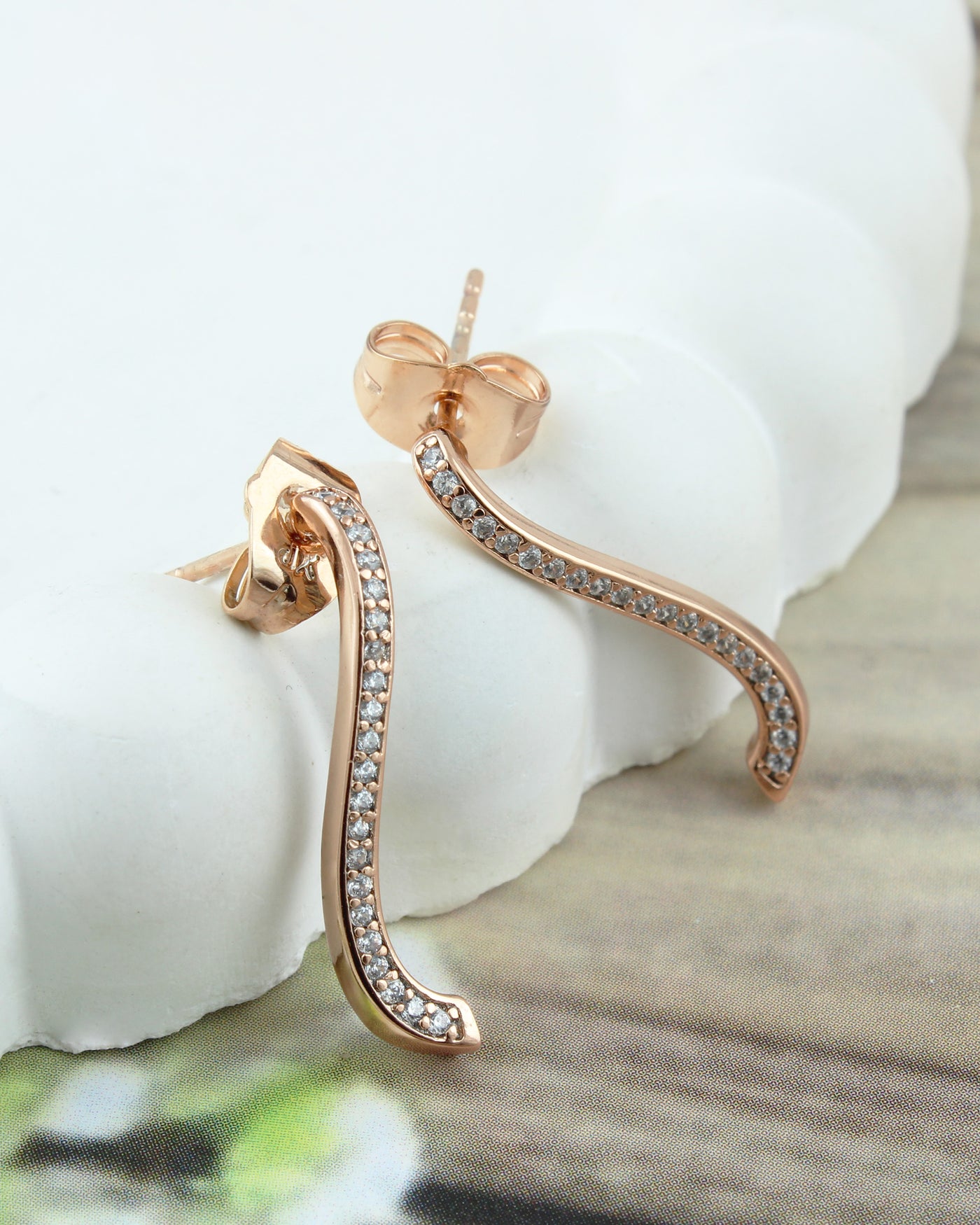 Curved Pavé Line Earrings