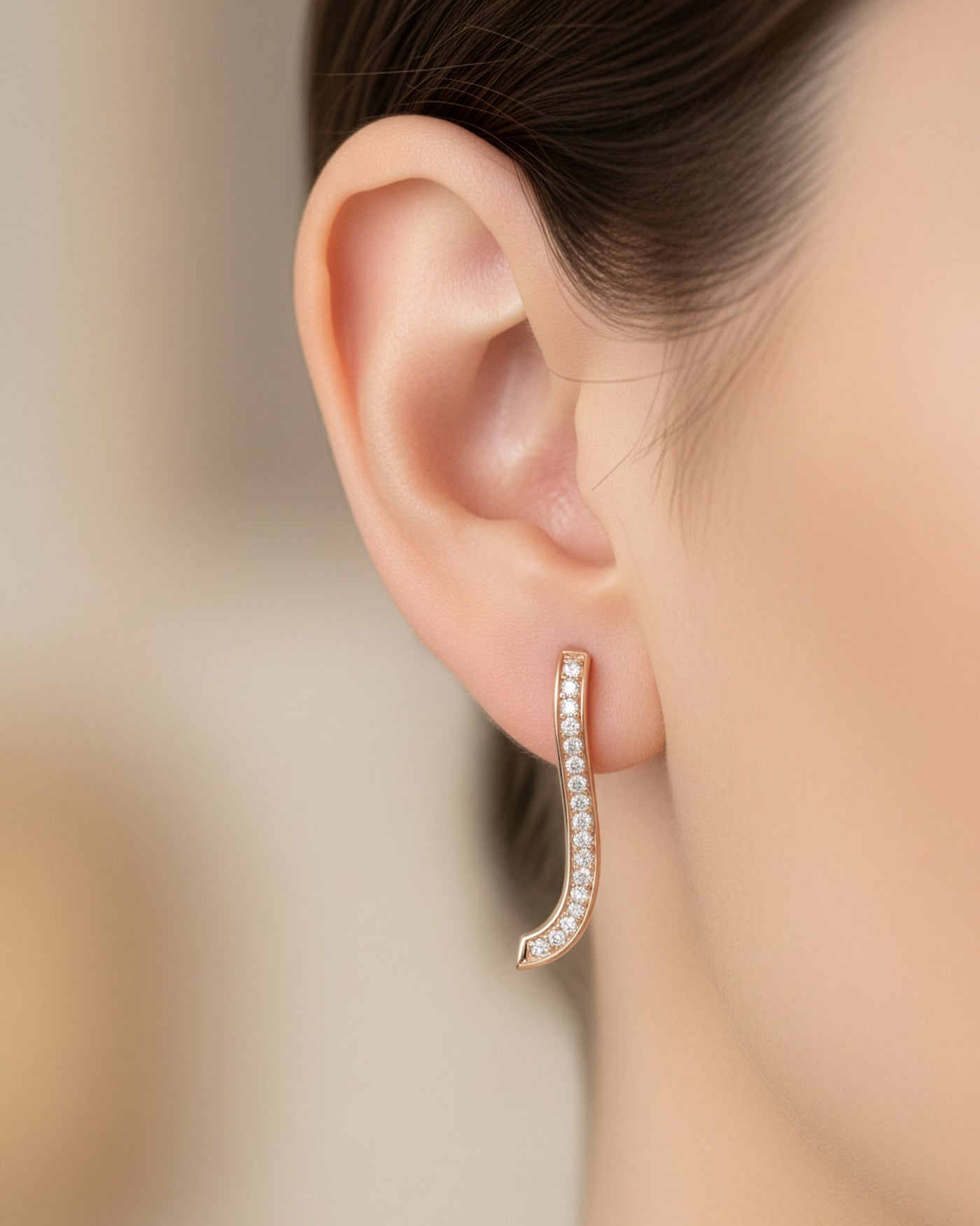 Curved Pavé Line Earrings