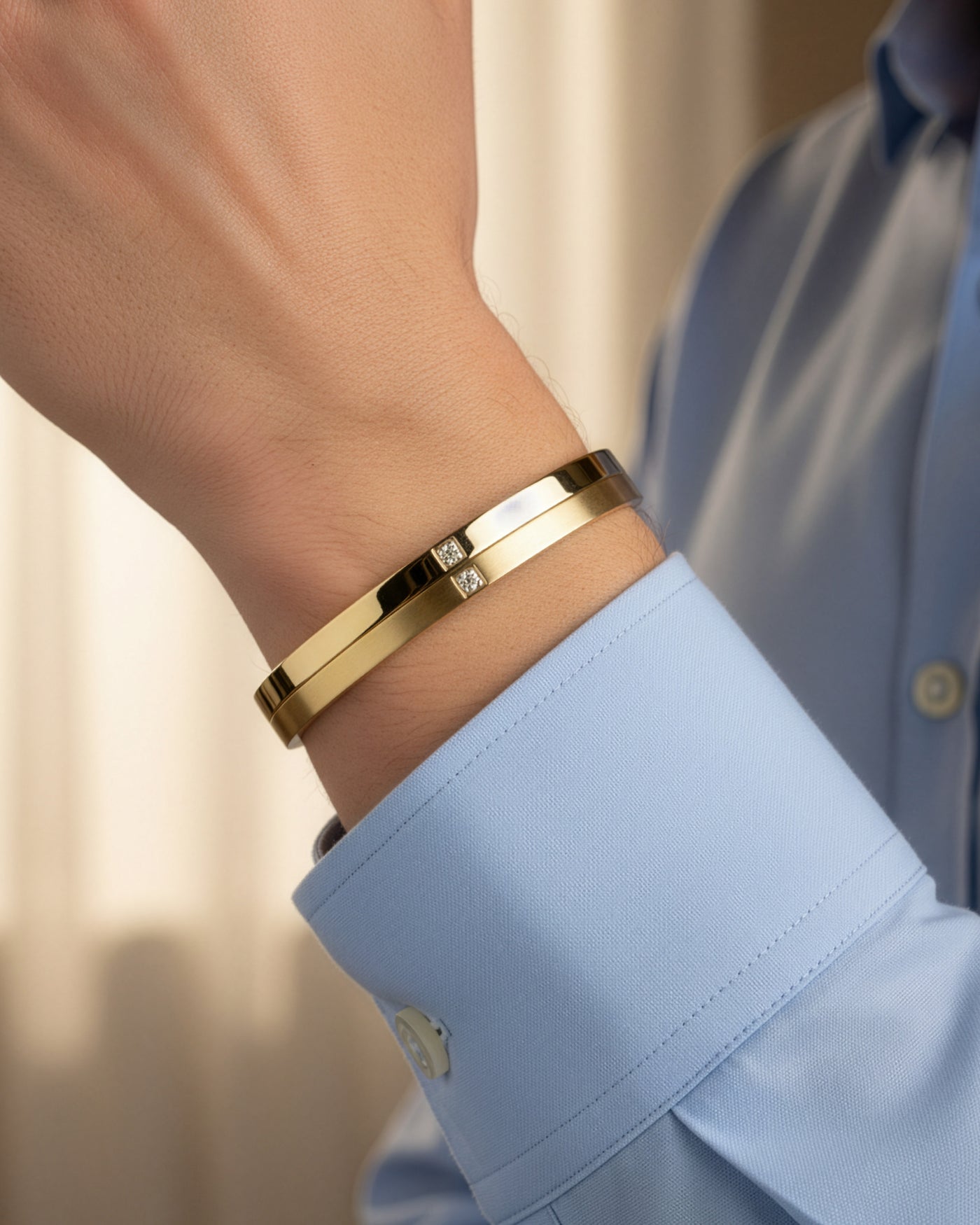 Dual Finish Stone Accent Men’s Bracelet