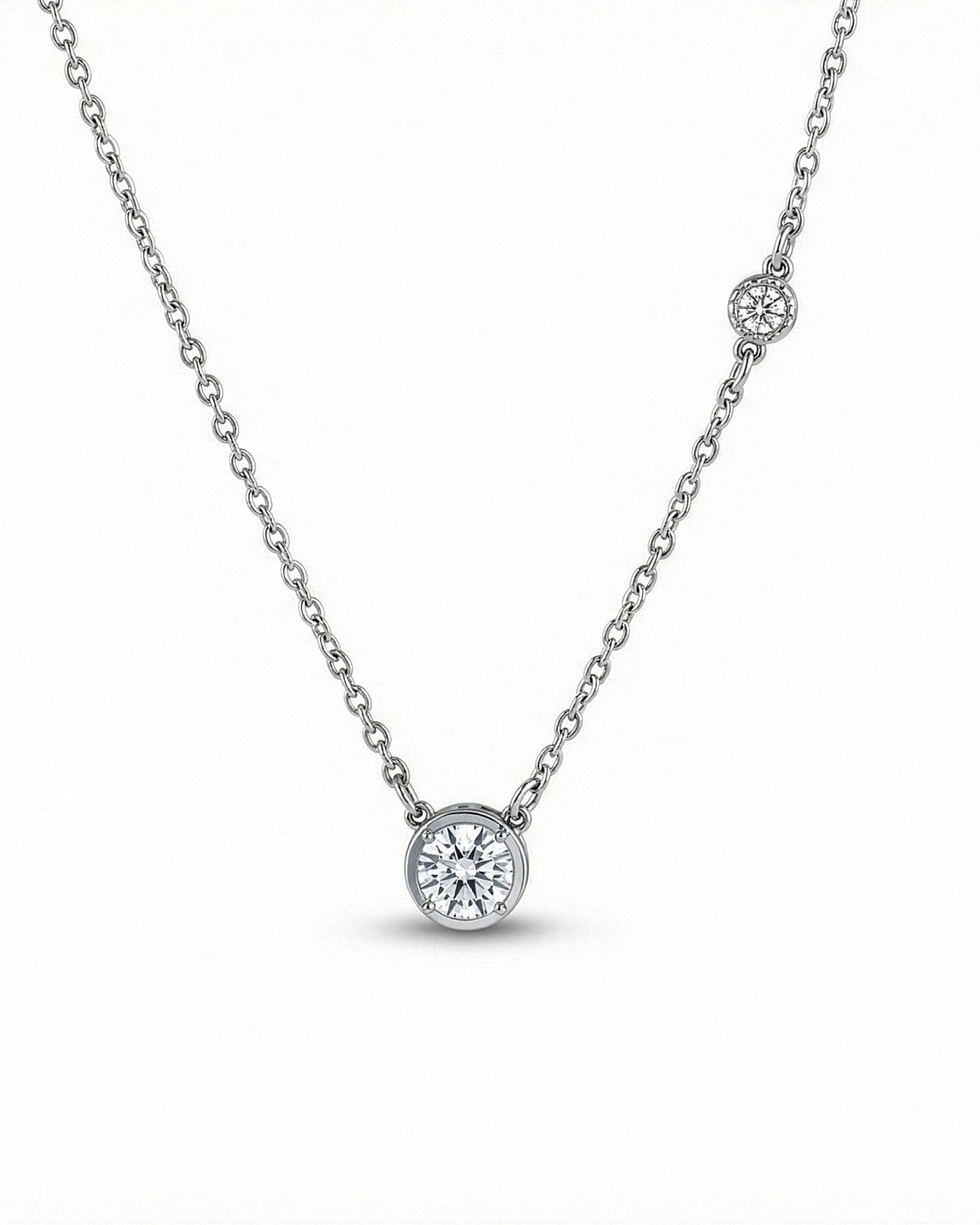 Dual Solitaire Accent Pendant Chain