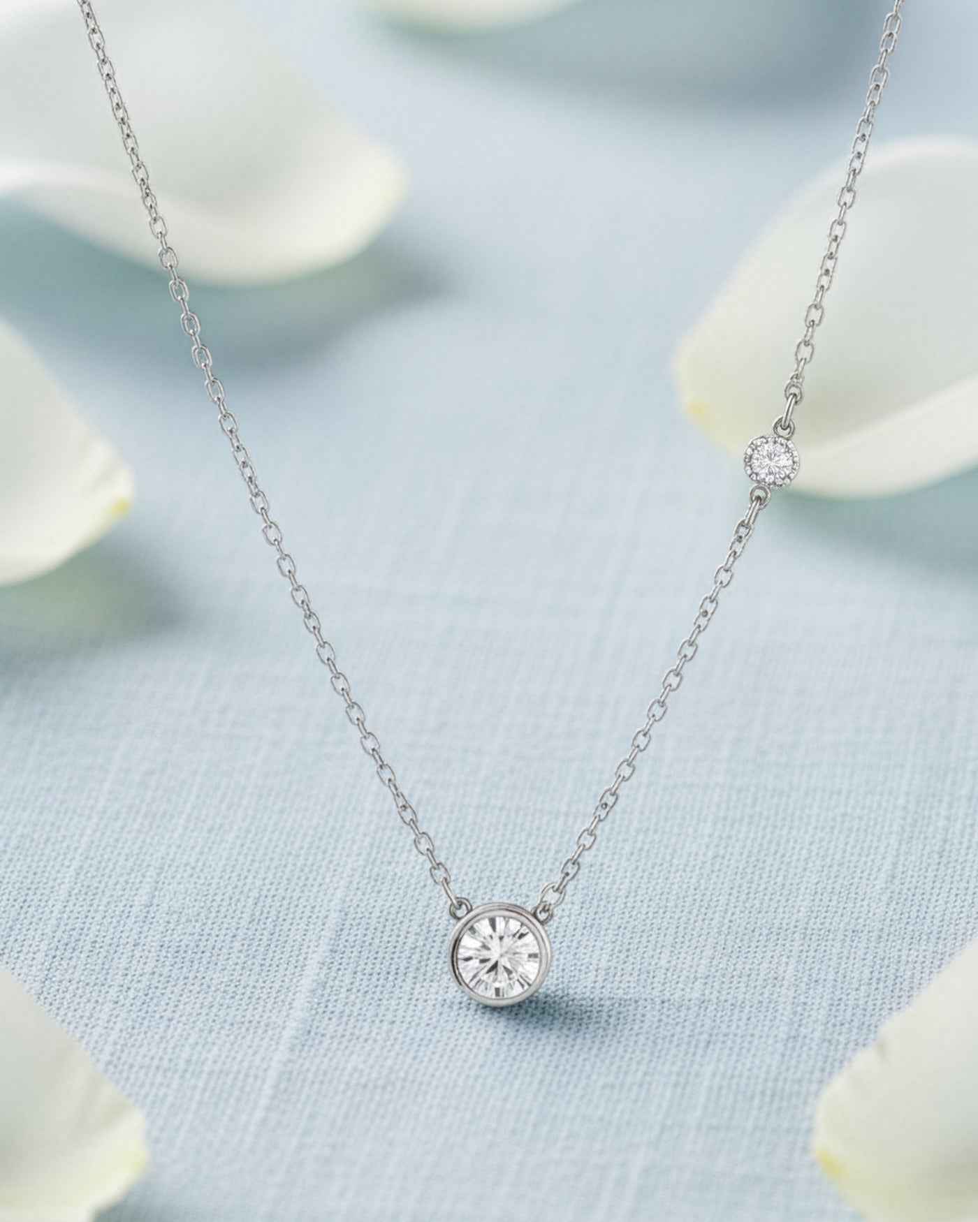 Dual Solitaire Accent Pendant Chain