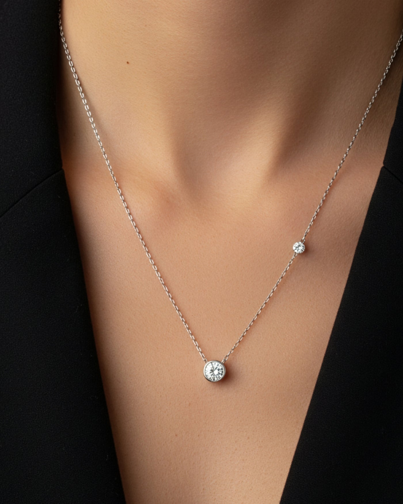 Dual Solitaire Accent Pendant Chain
