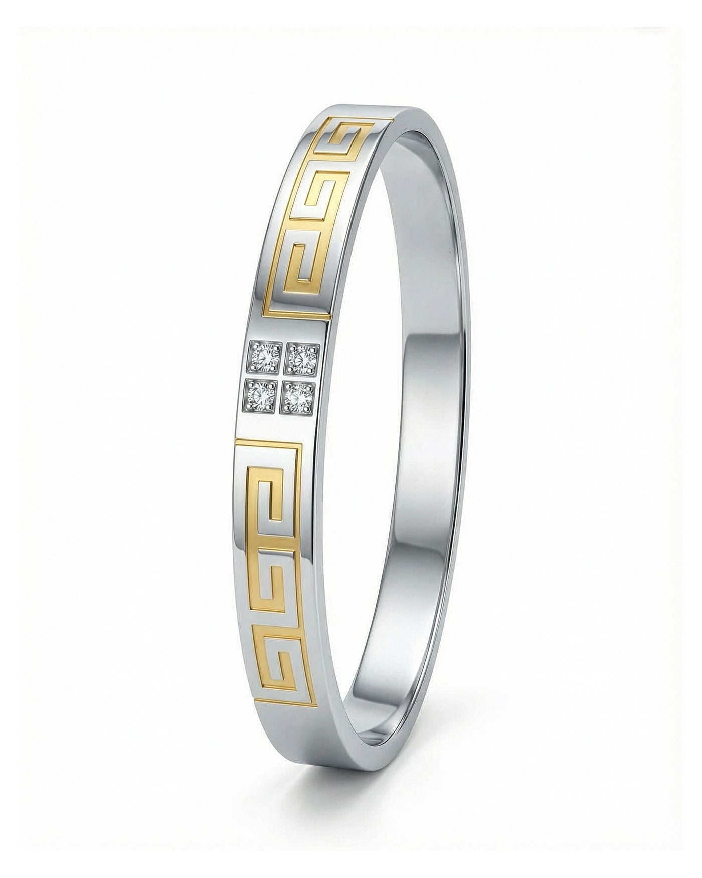 Dual Tone Greek Key Men’s Bracelet