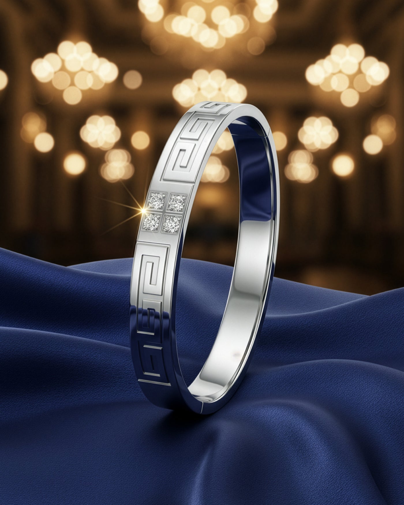 Dual Tone Greek Key Men’s Bracelet