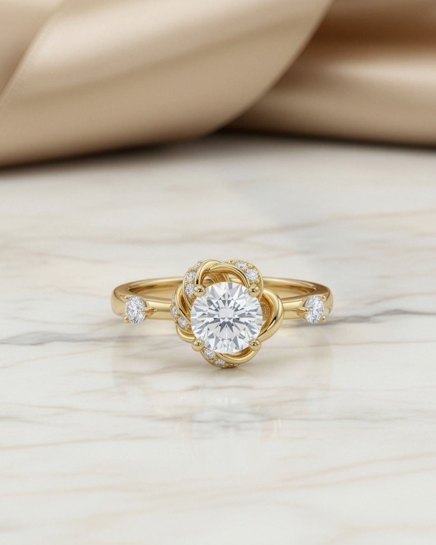 Floral Knot Solitaire Ring