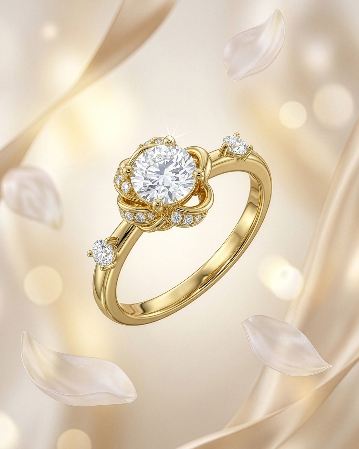 Floral Knot Solitaire Ring