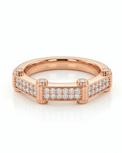 Geometric Pavé Panel Ring